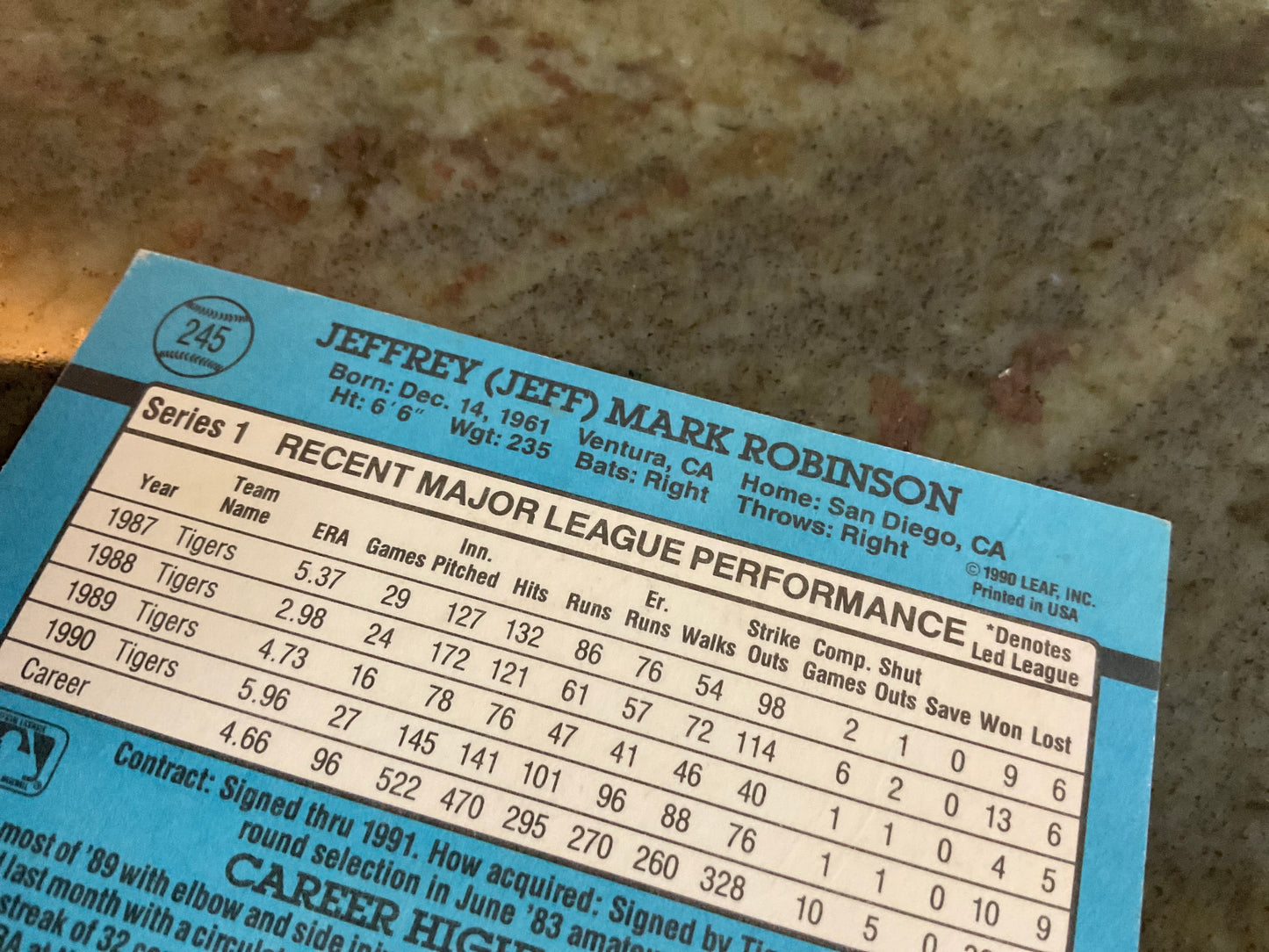 1991 Donruss Jeff Robinson Baseball Card