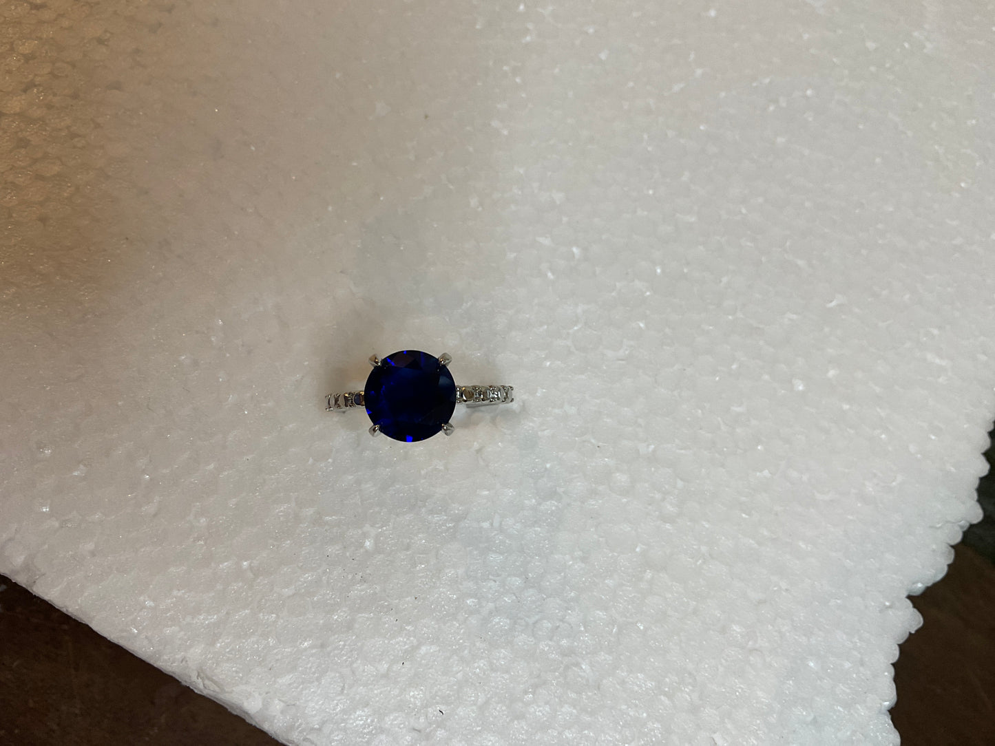 Silvertone Dark Blue Gemstone Ring