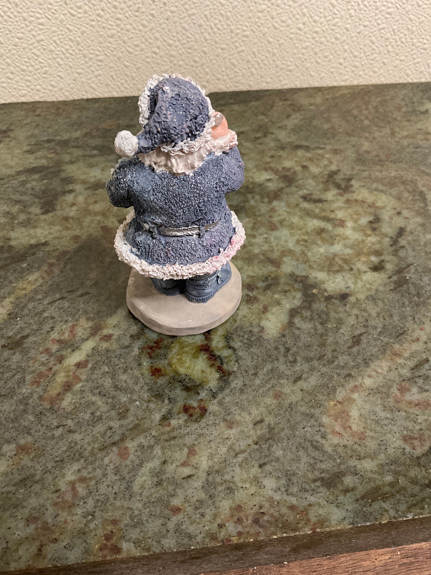 Santa Figurine Blue Sparkly