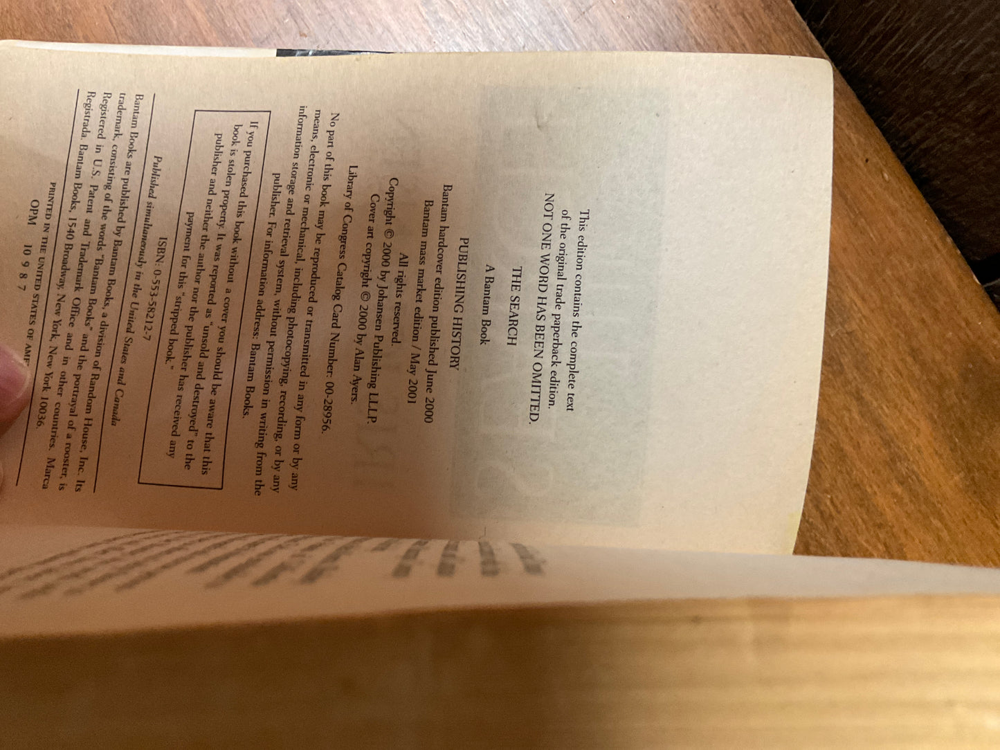 Book The Search 2001
