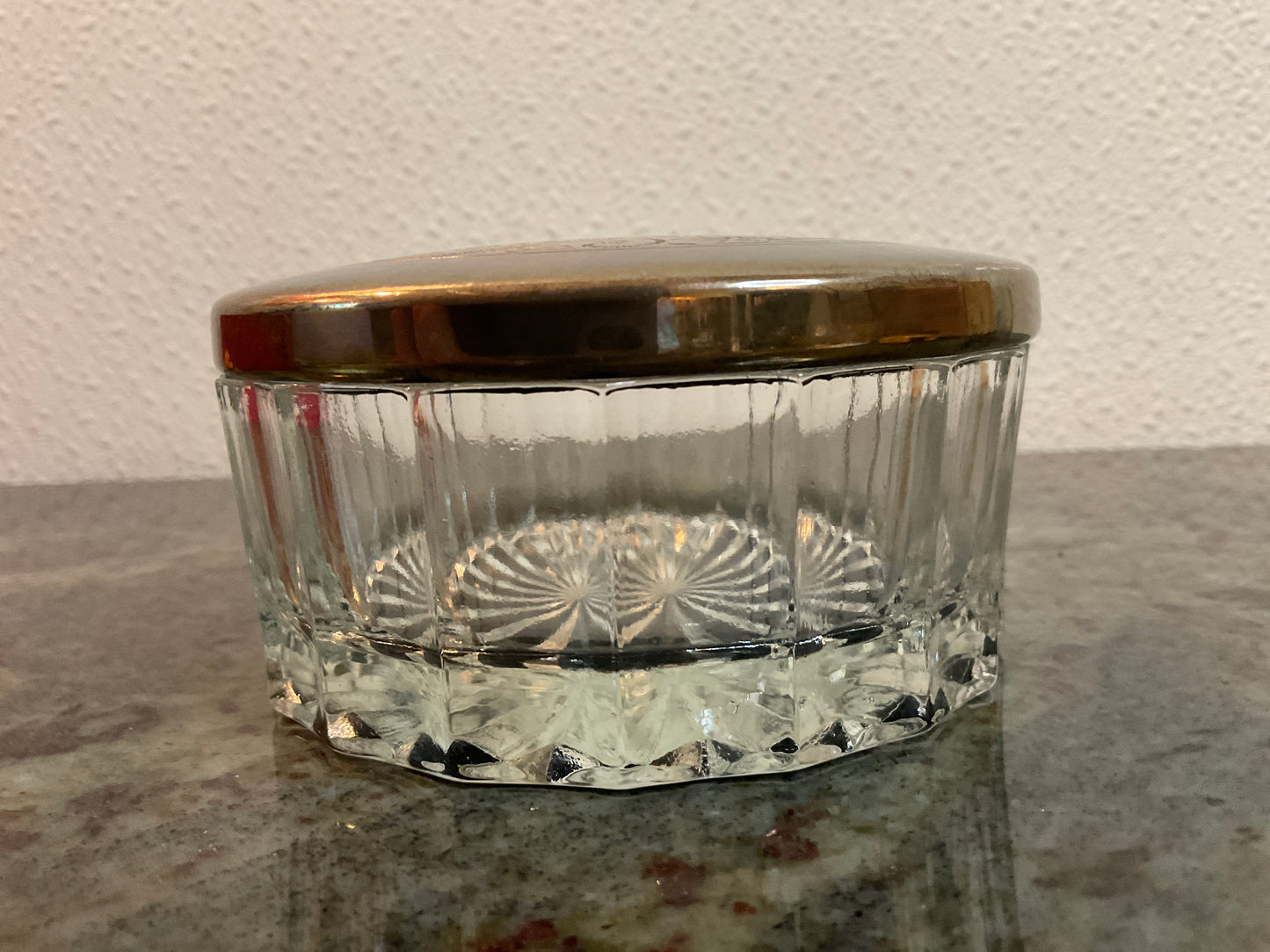 Vintage Round Trinket Box Glass/SilverPlate