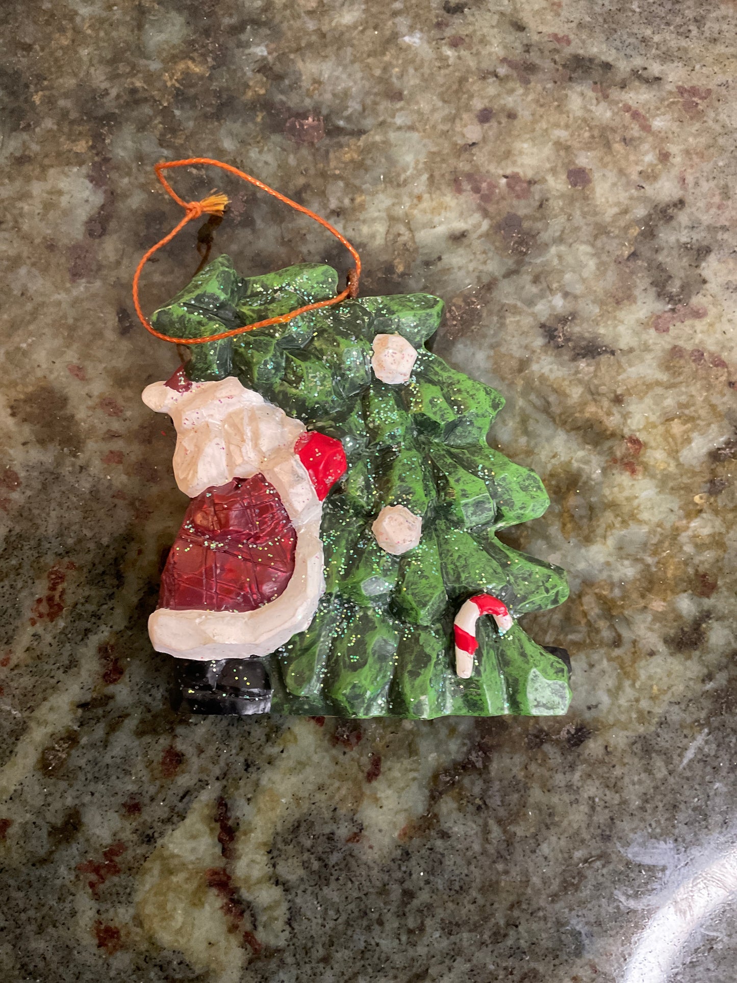 Vintage Christmas Tree and Santa Ornament