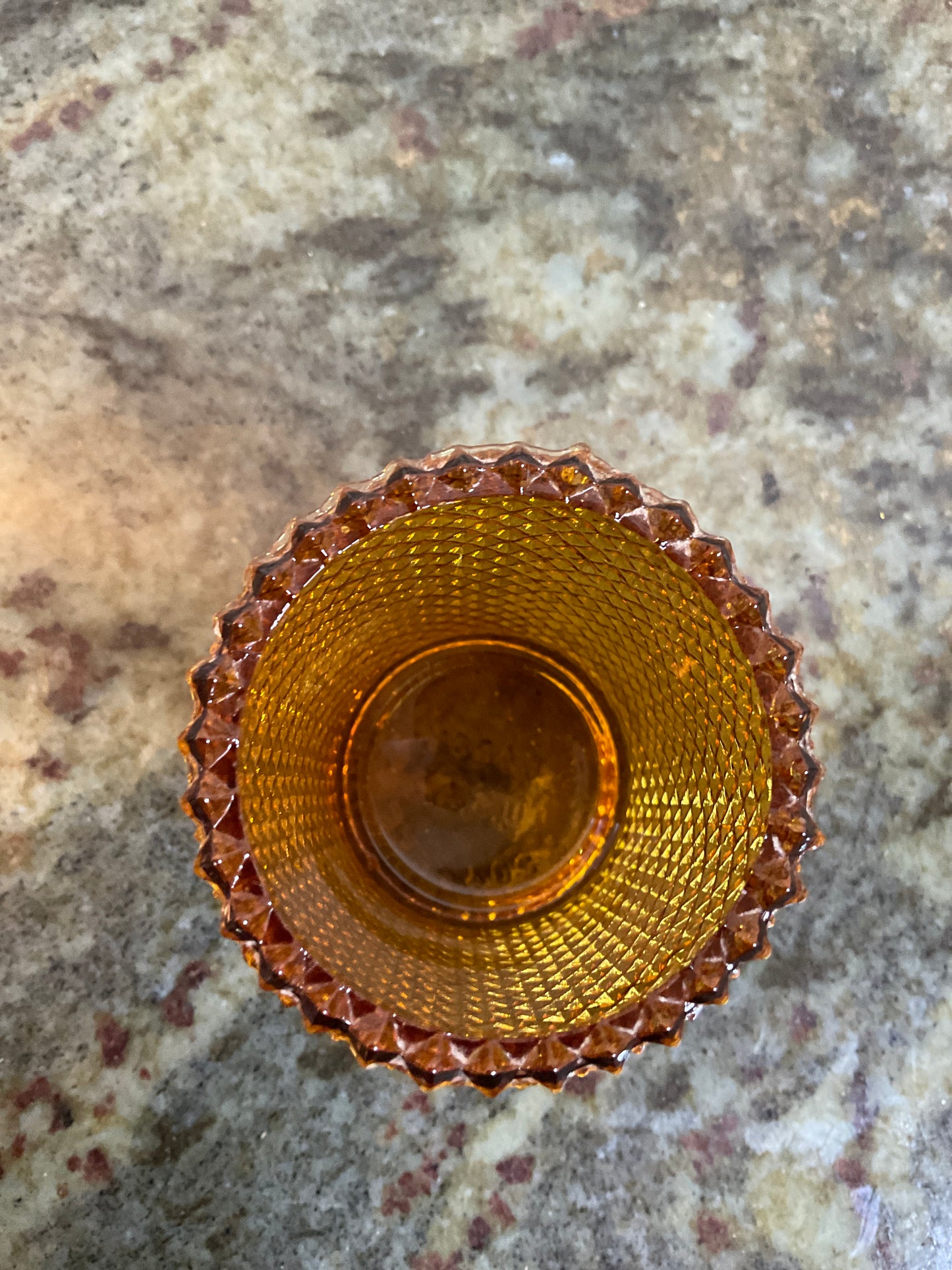 Vintage Faroy Amber Diamond Point Votive Candle Holder