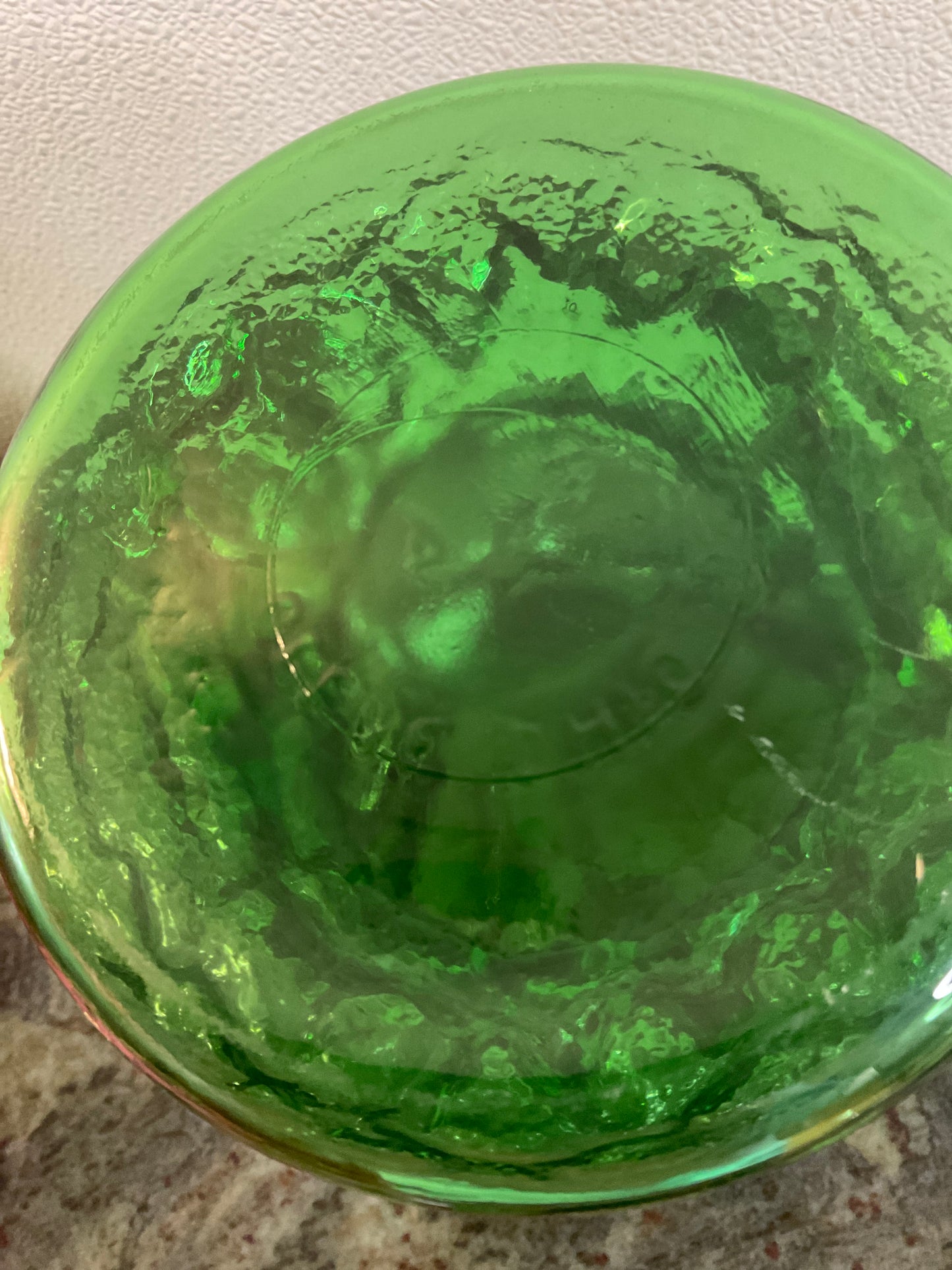 Emerald Green Crinkle Glass Vase