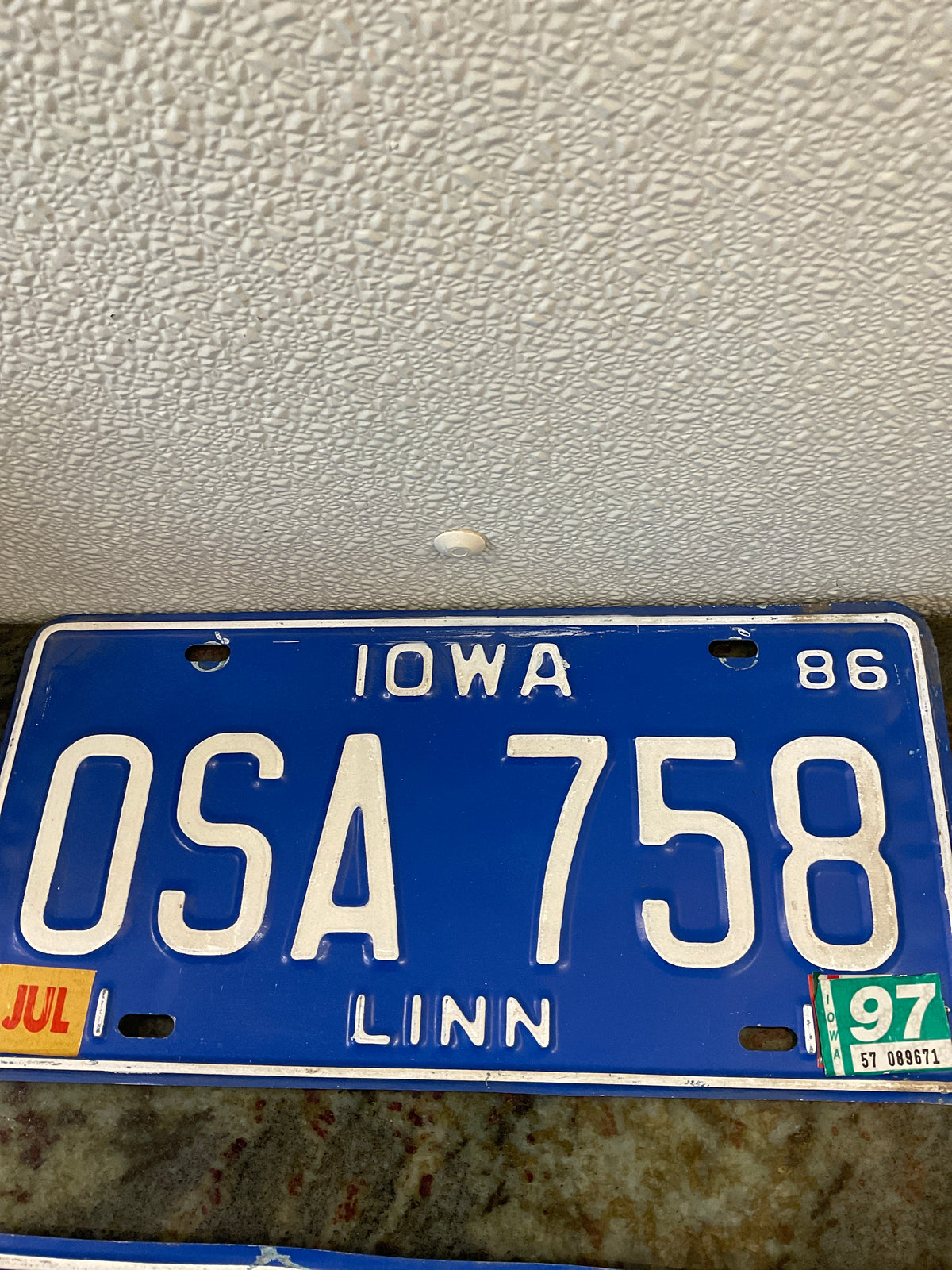 Vintage 1986 Linn License Plate Set
