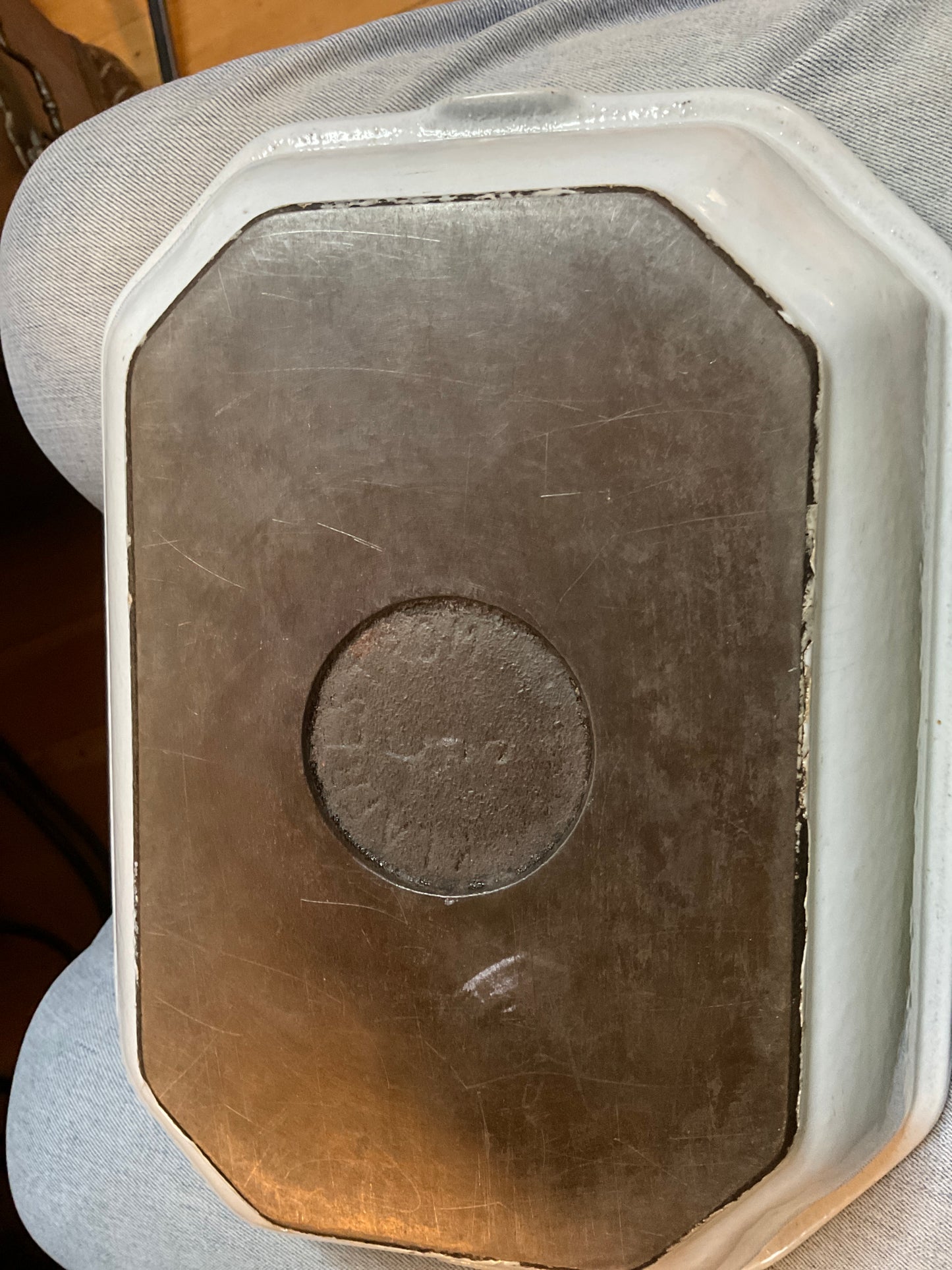 Vintage Klafrestrom Enamel Cast Iron Casserole Dish