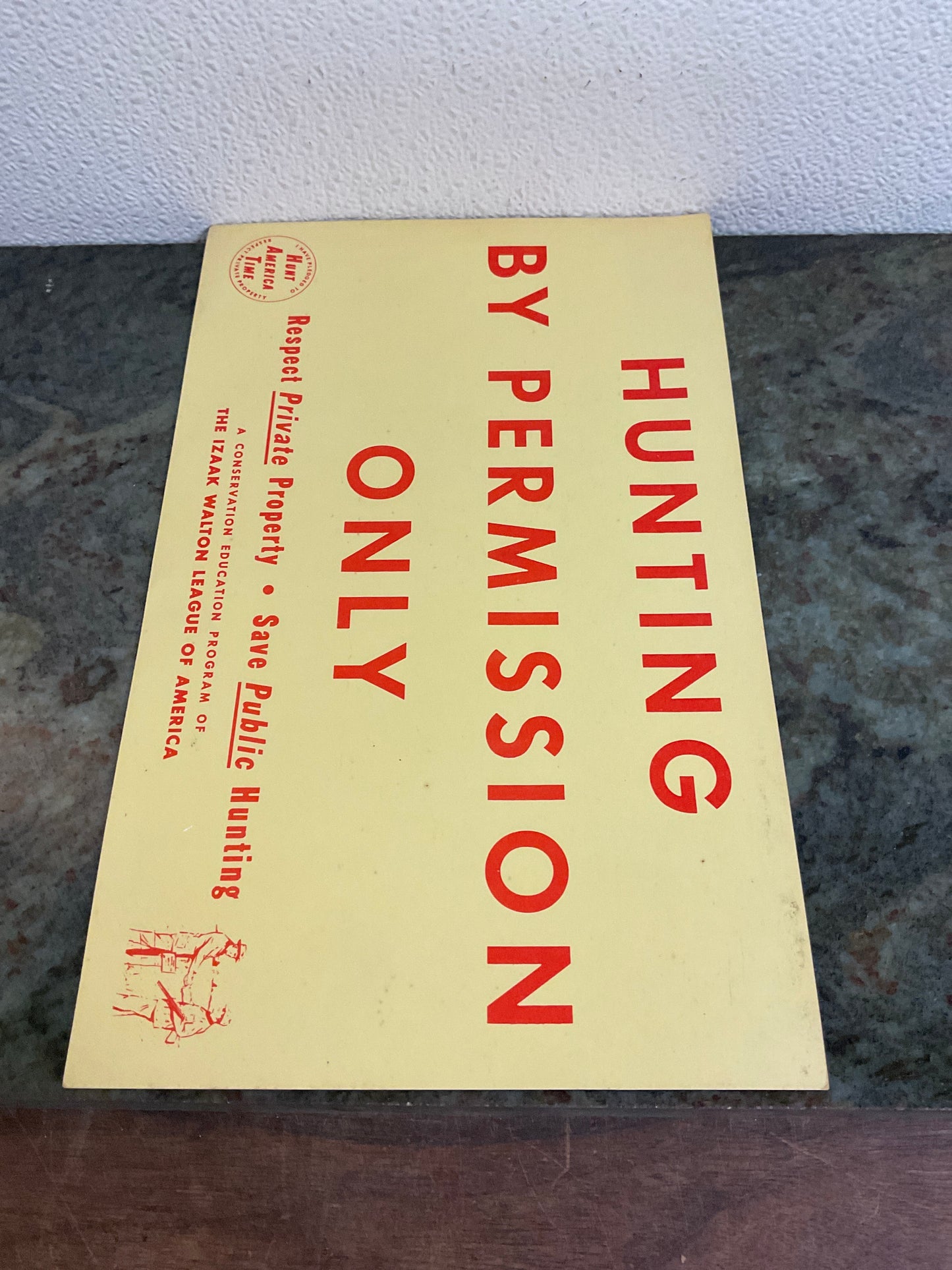 Vintage Izaak Walton Hunting Paper Sign