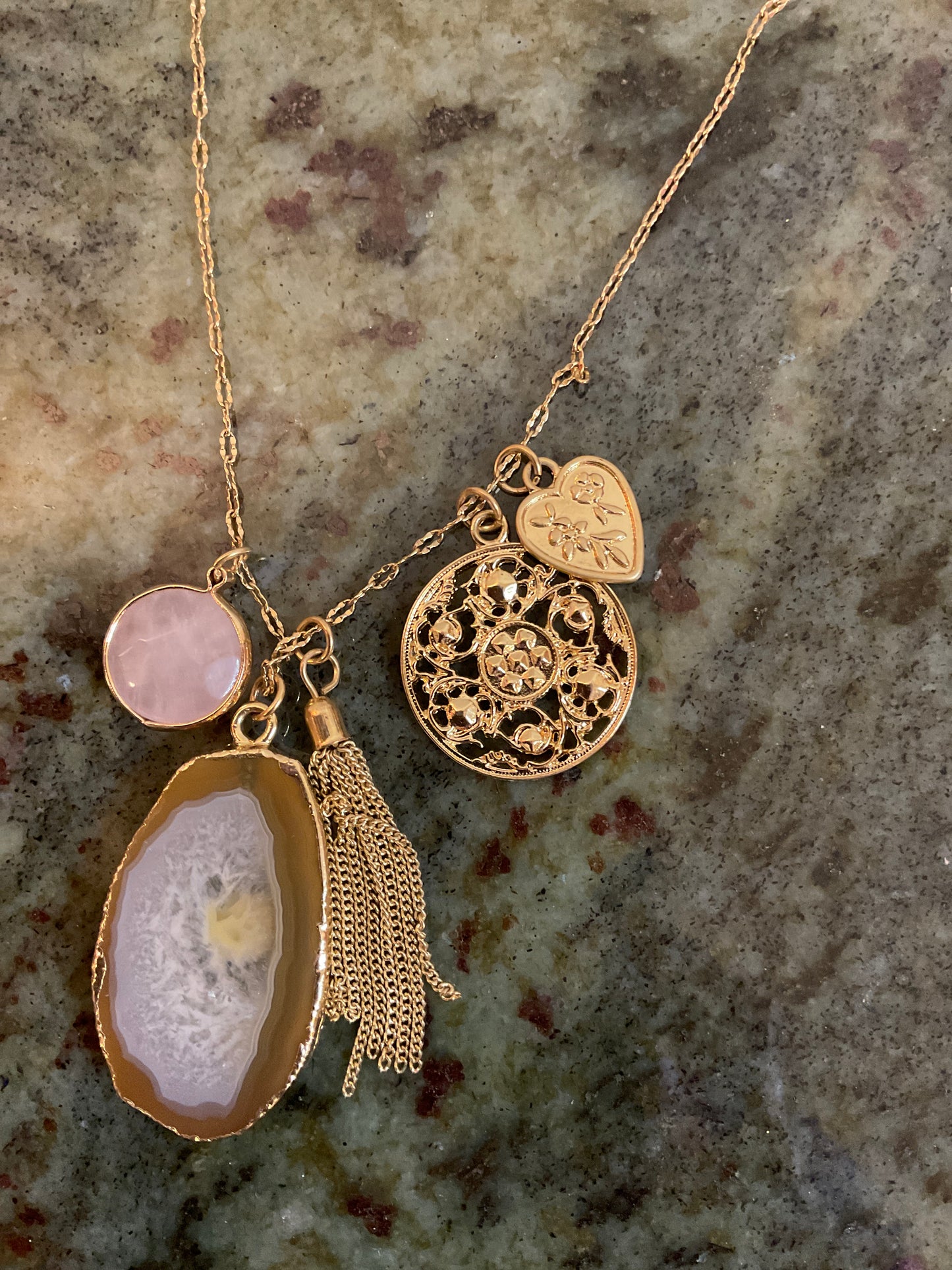 Gold Chain Necklace with Heart