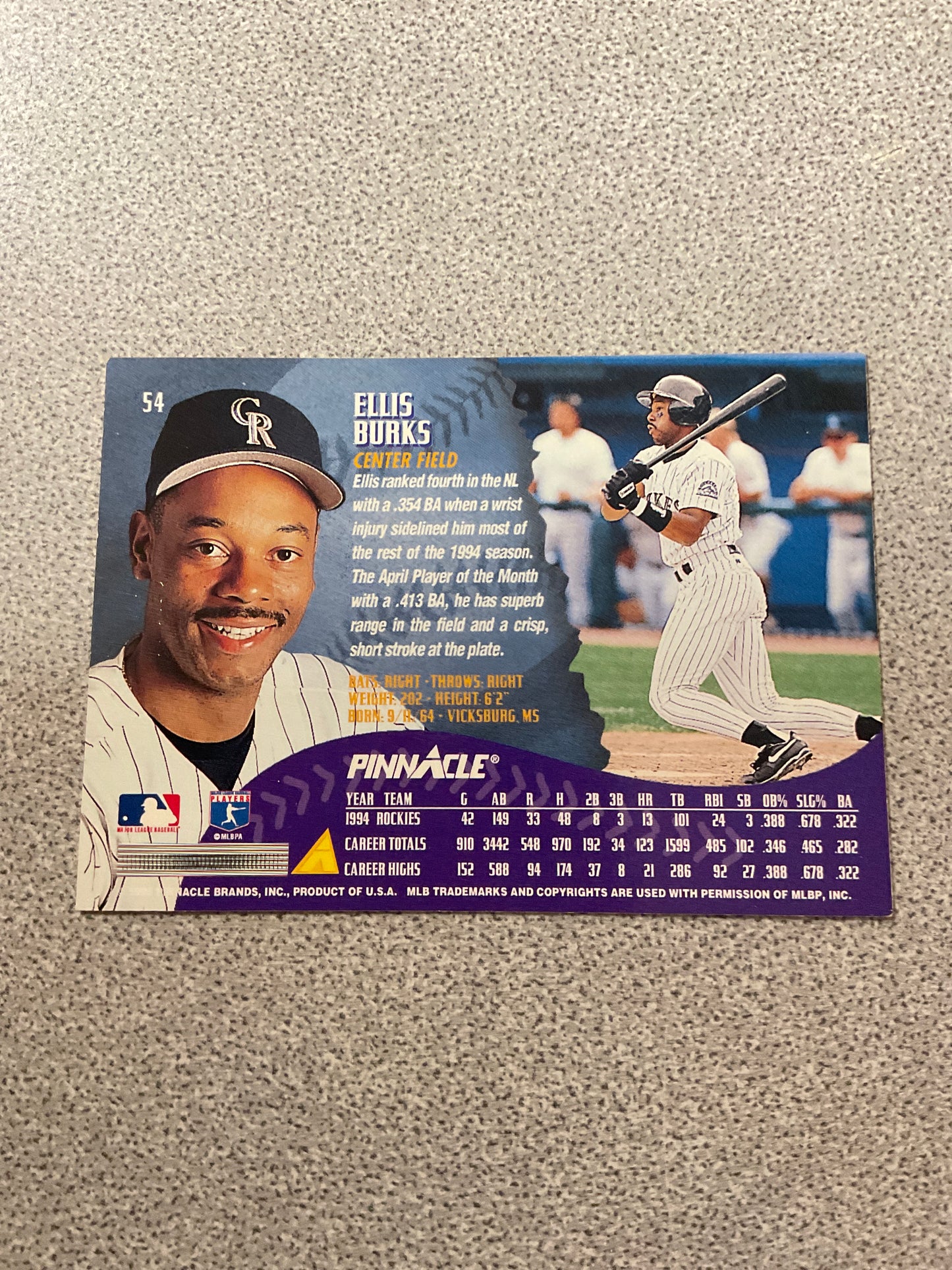 Baseball Card Ellis Burks