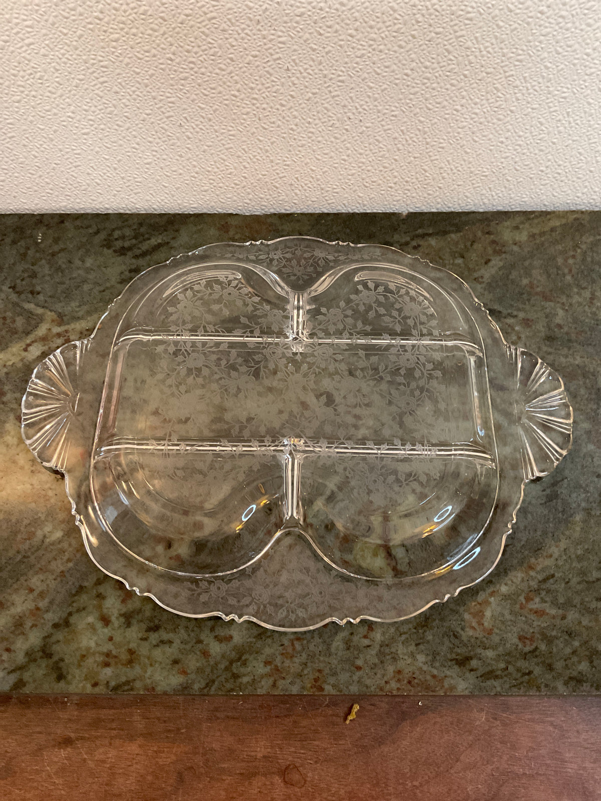 Cambridge Glass Diane Divided Relish Dish