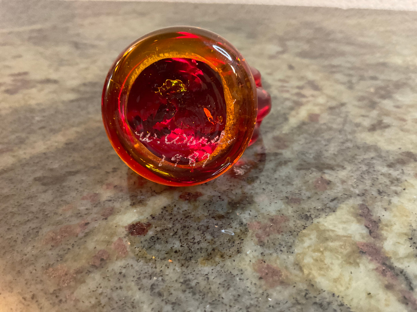 Amberina Titan Art Glass Cardinal Of Love