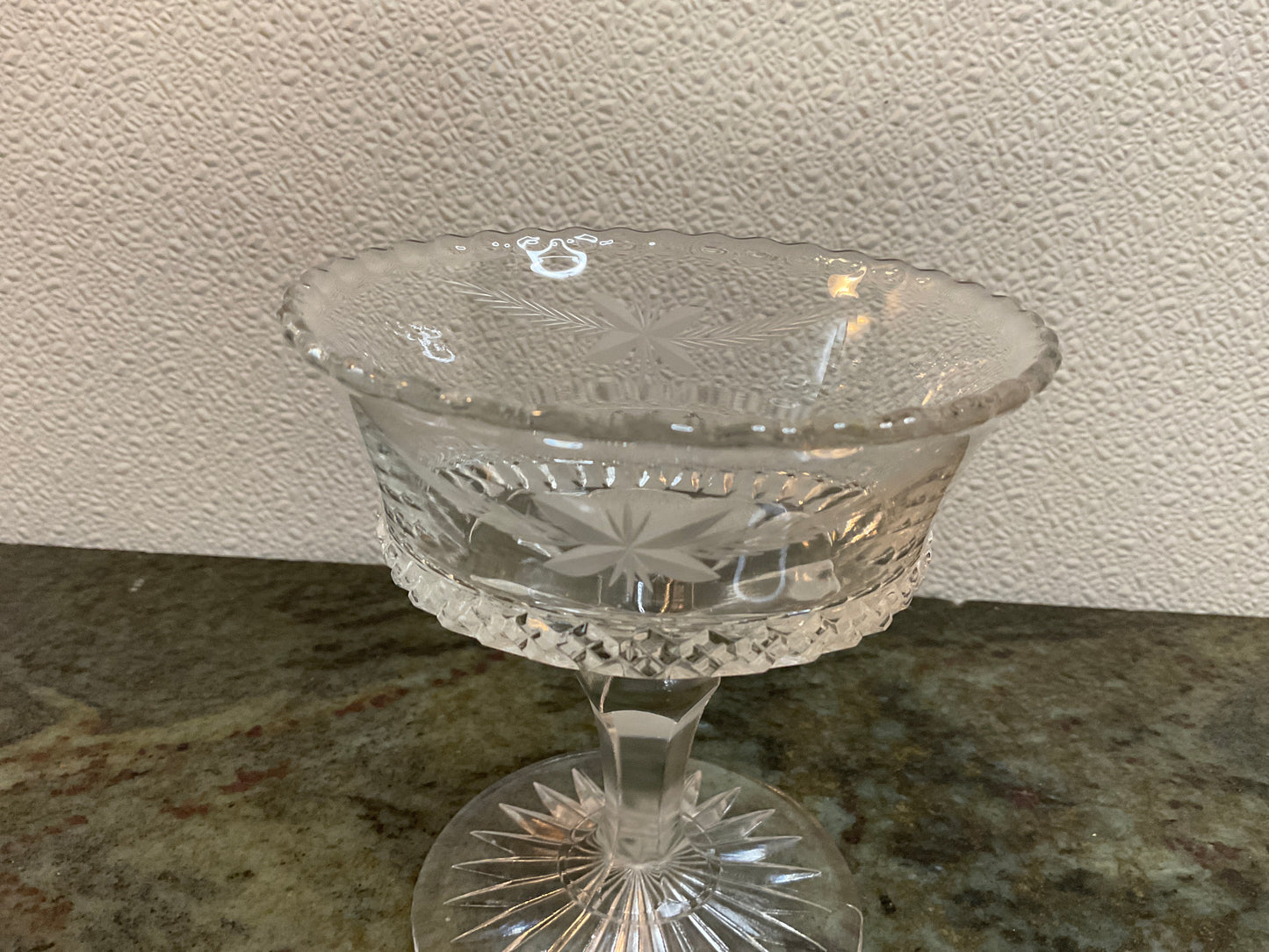 UV Early American Pattern Glass Compote