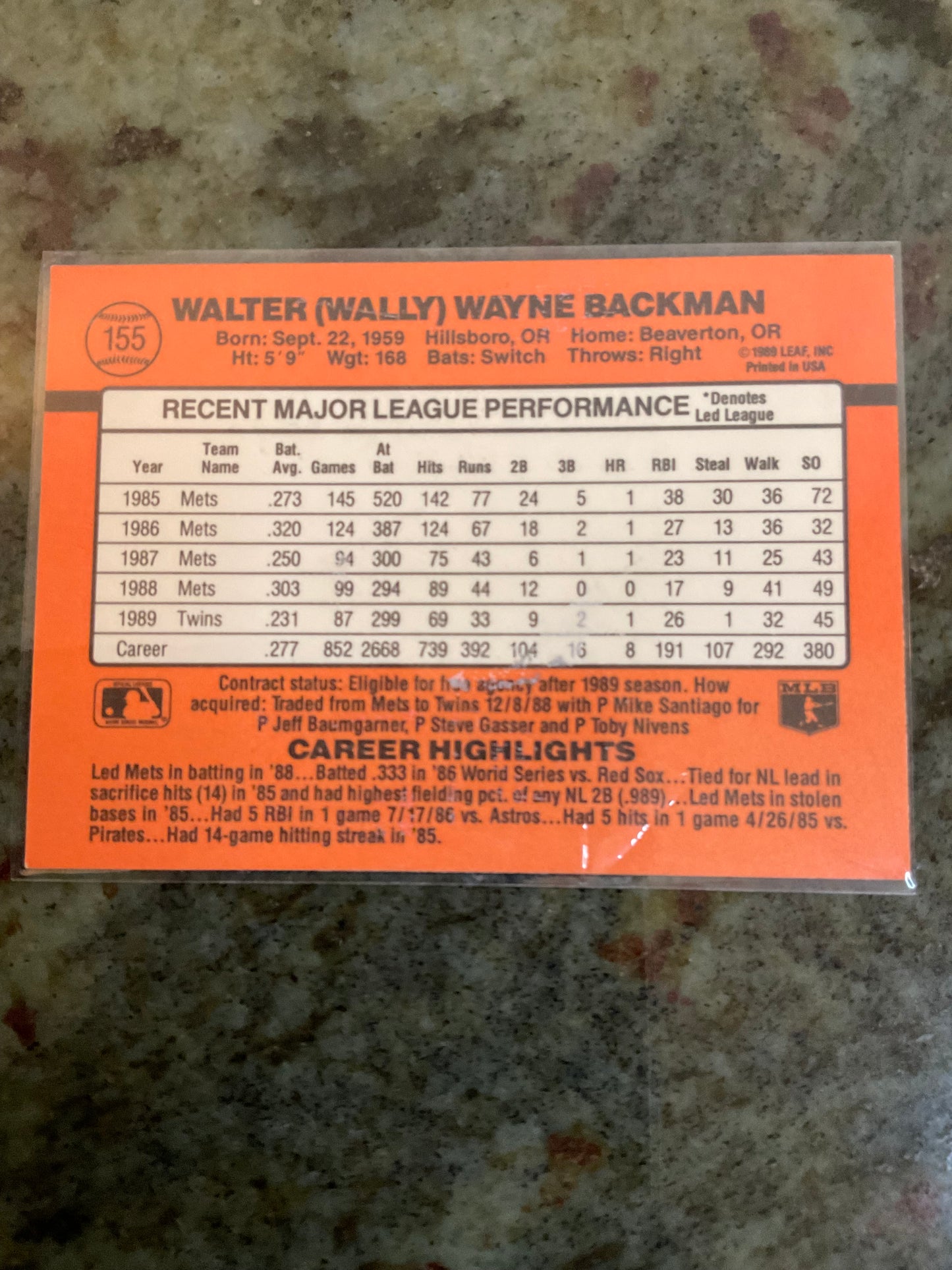 Wally Backman Minnesota Twins