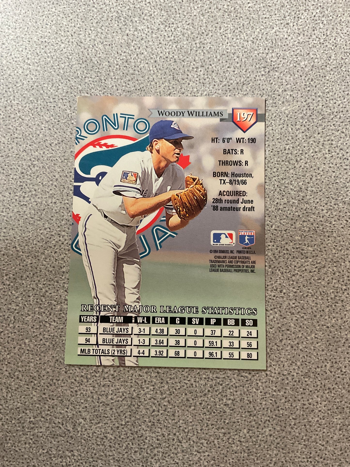 Baseball Card Woody Williams