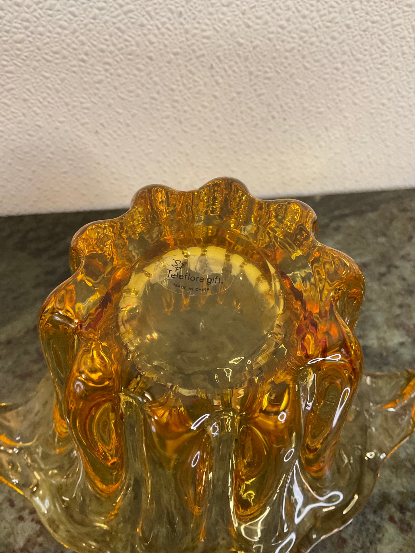 Vintage Amber Glass Vase by Teleflora Gift