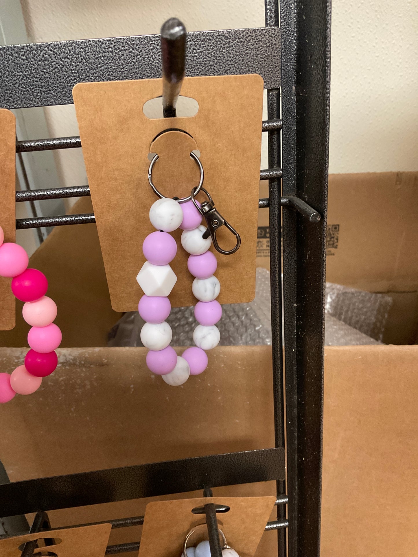 Purple and Marble Wrist Keychain