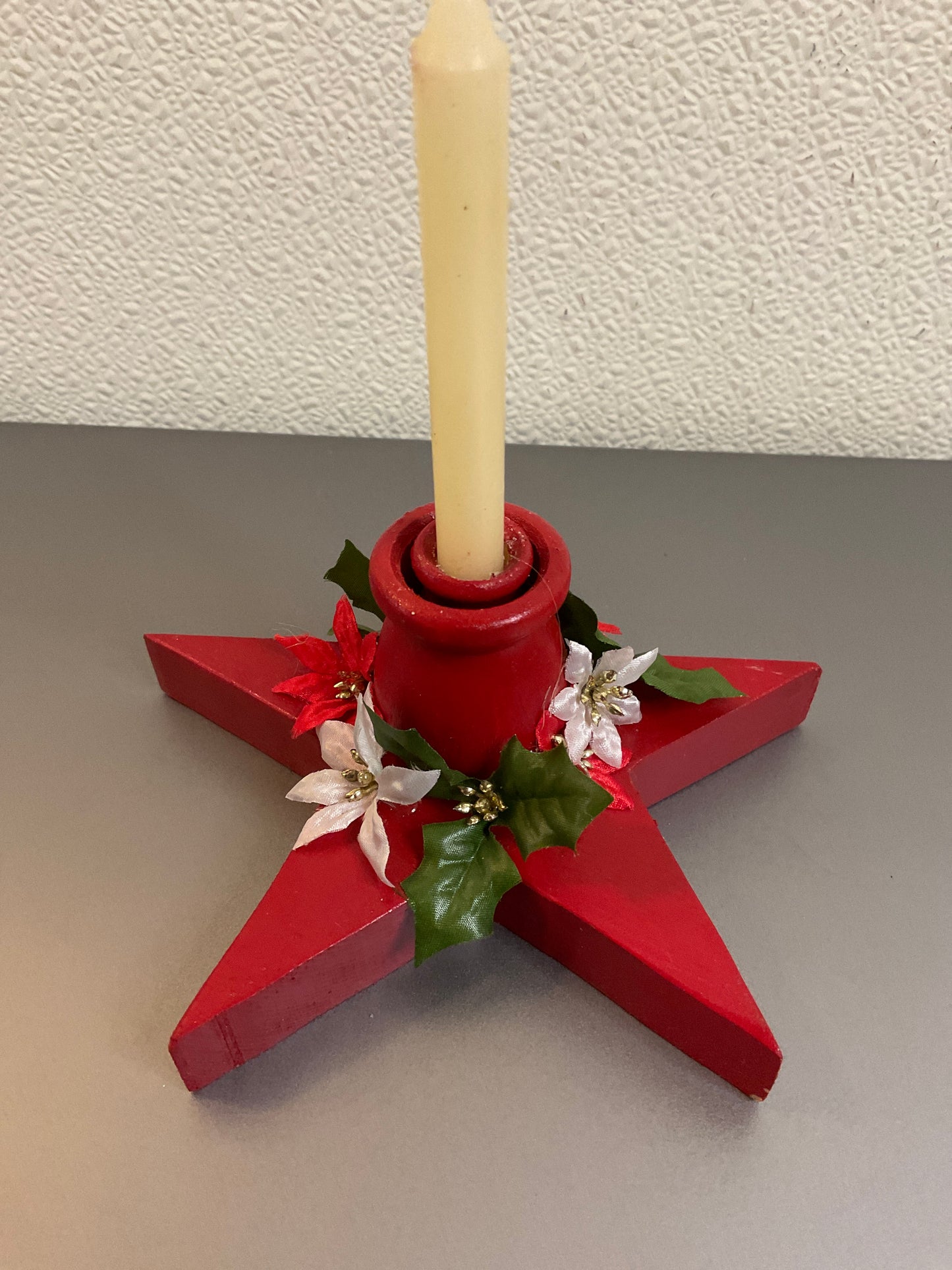 Candle Holder with Poinsettias