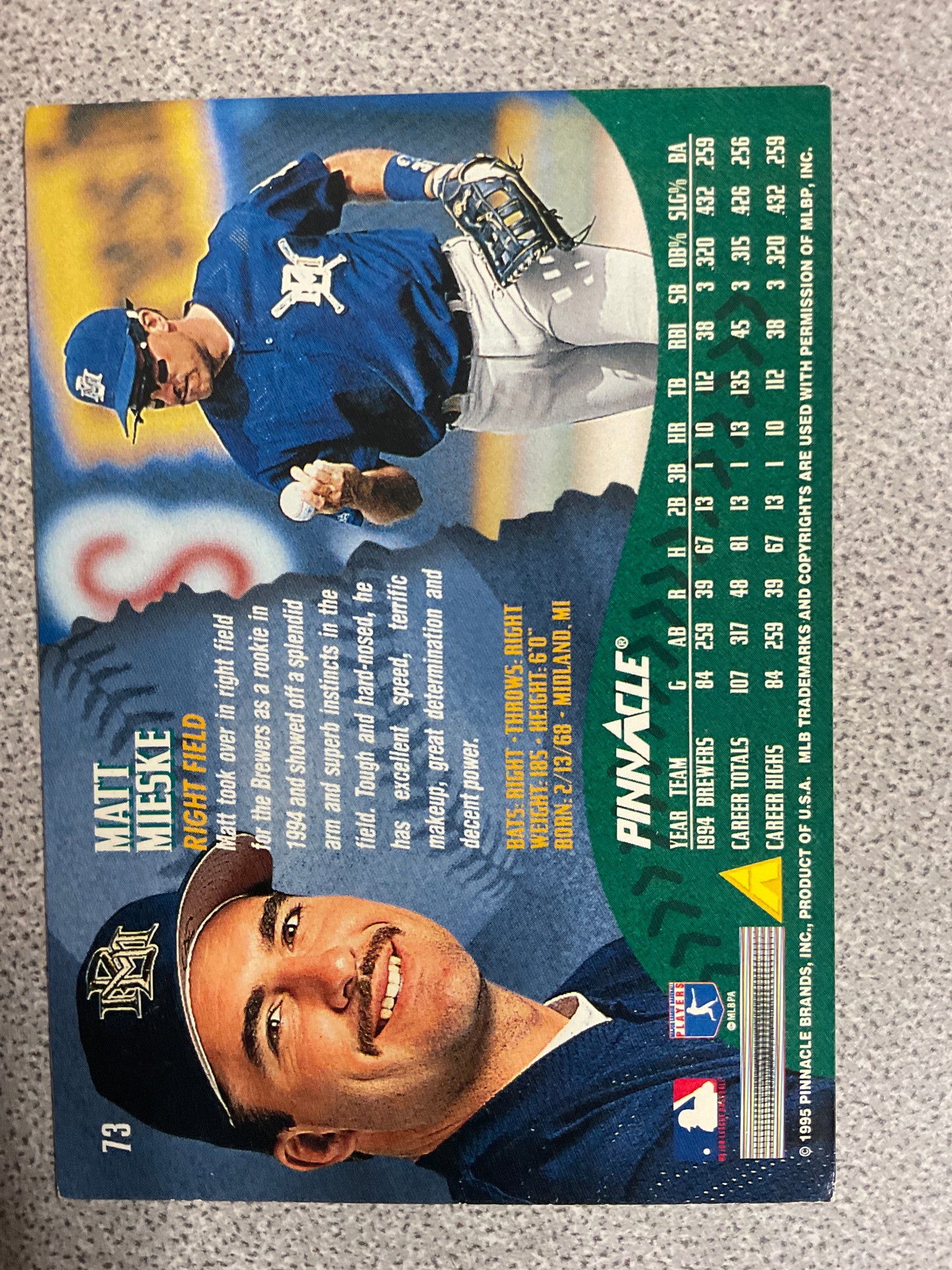 Baseball Card Matt Mieske