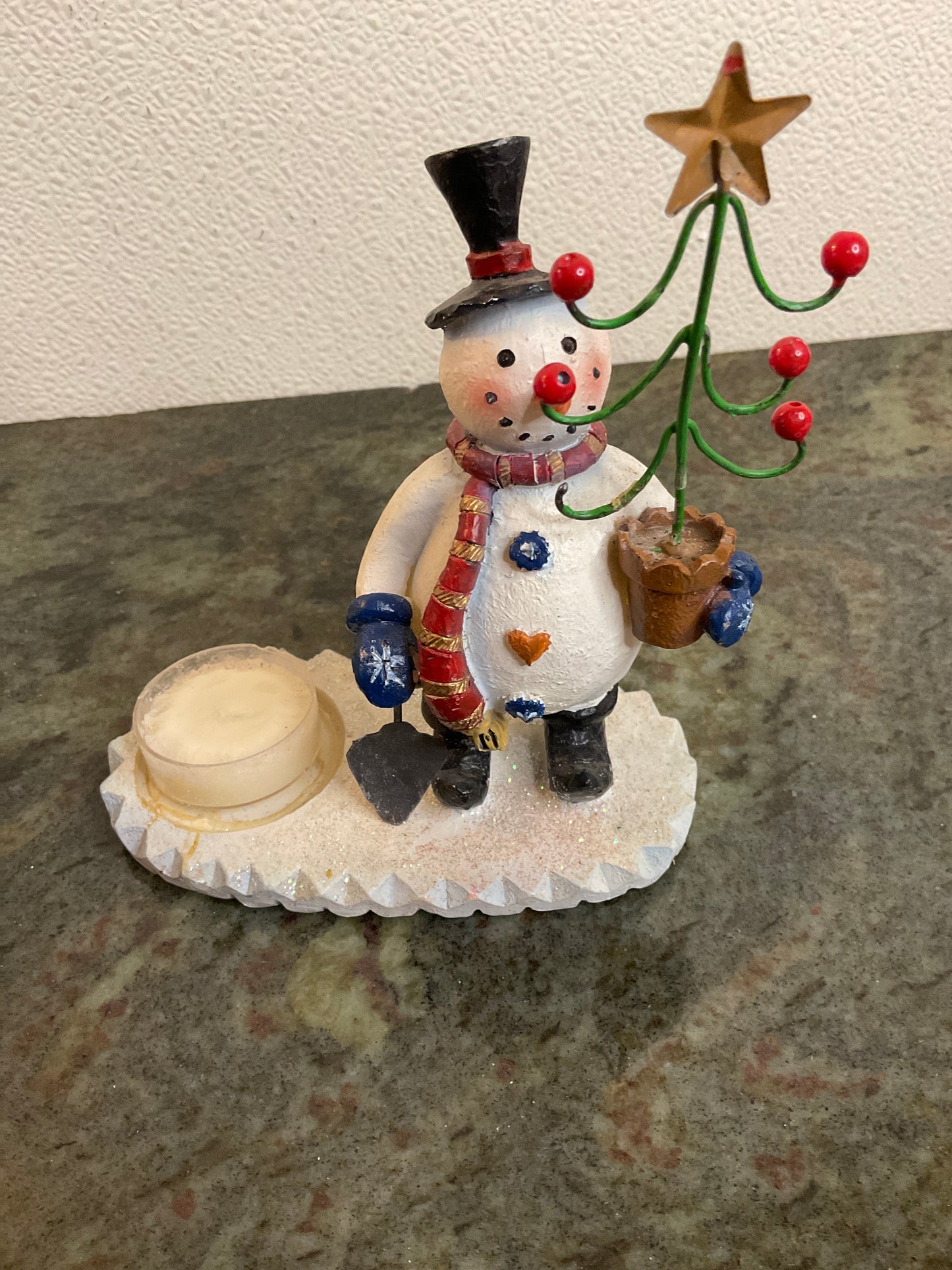 Vintage Snowman Votive Candle Holder