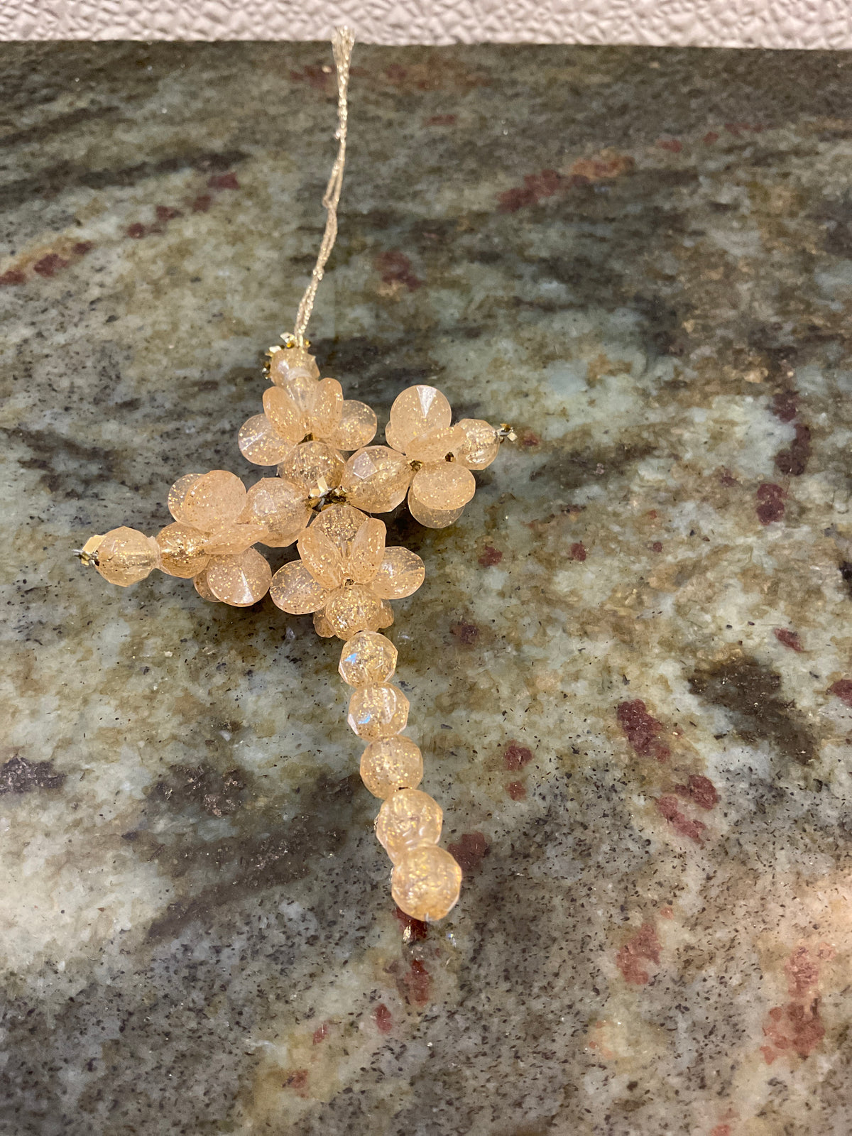 Hand Beaded Gold Cross
