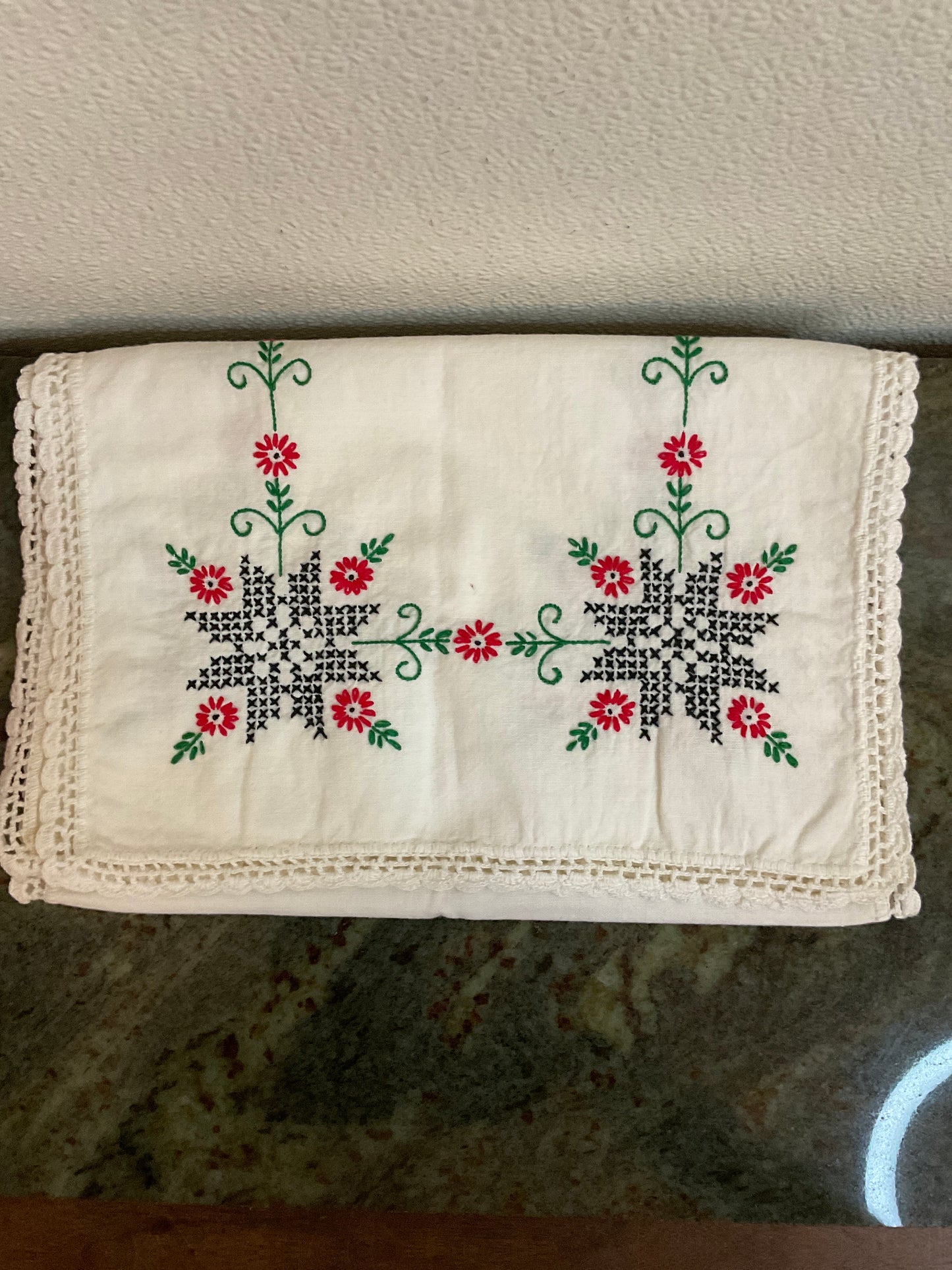 Hand Embroidered Linen Table Runner