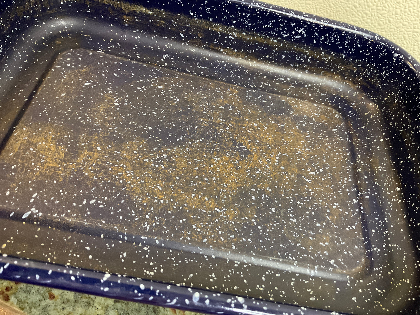 Speckled Blue Enamel Open Pan