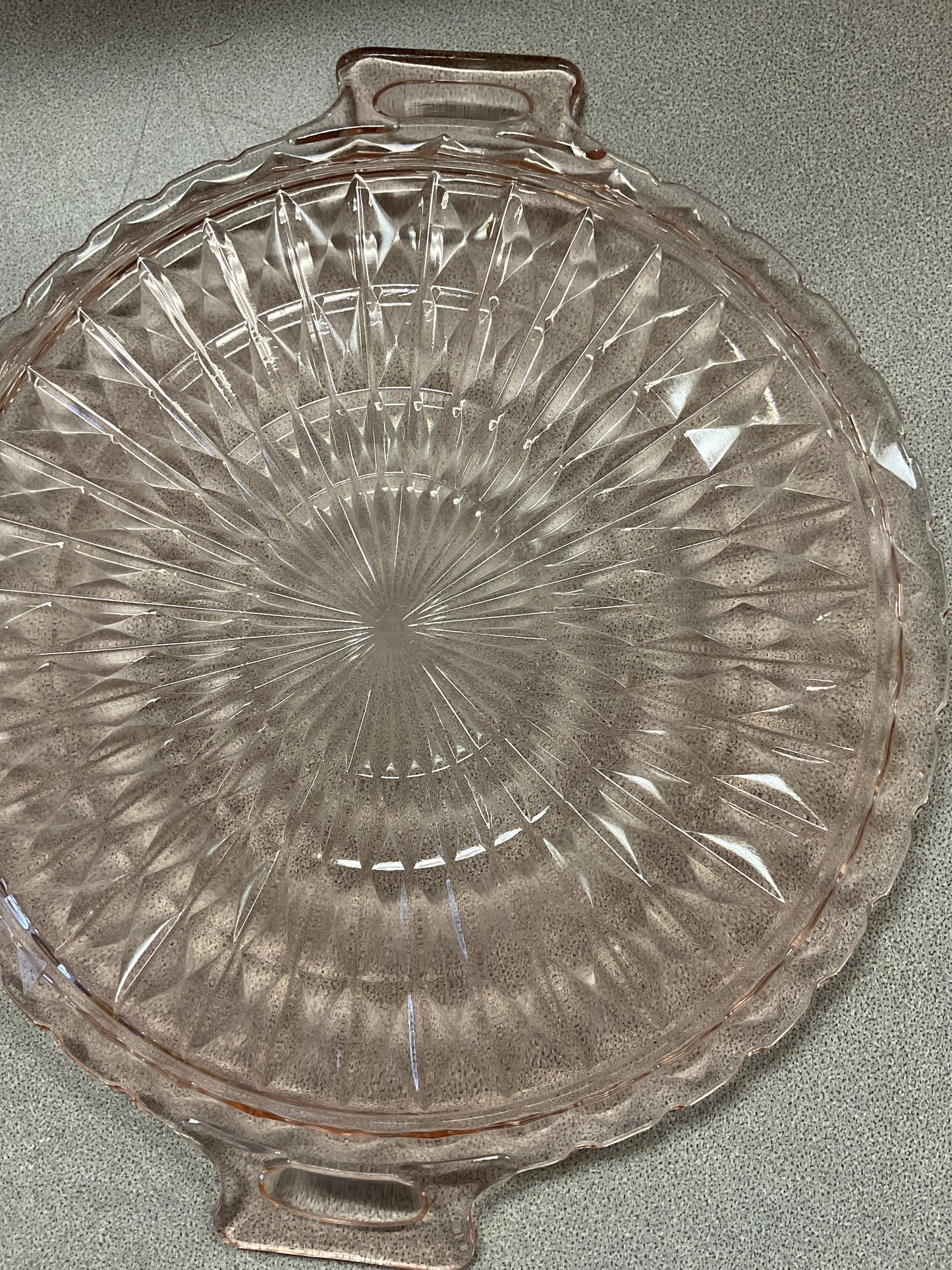 Pink Depression Glass Serving Platter