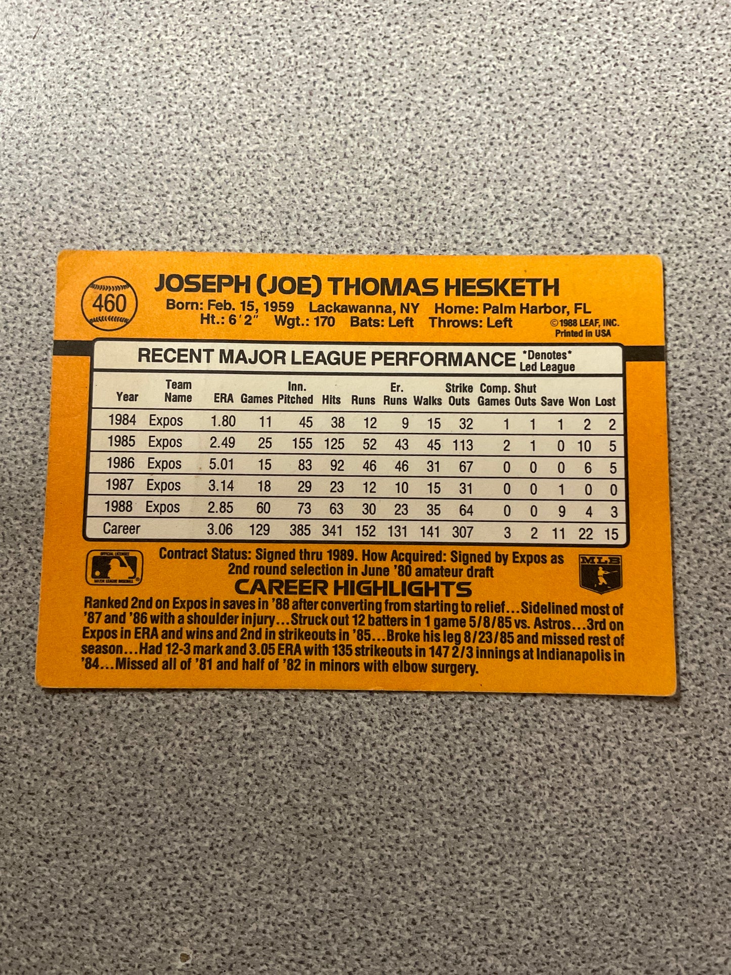 Baseball Card Joe Hesketh
