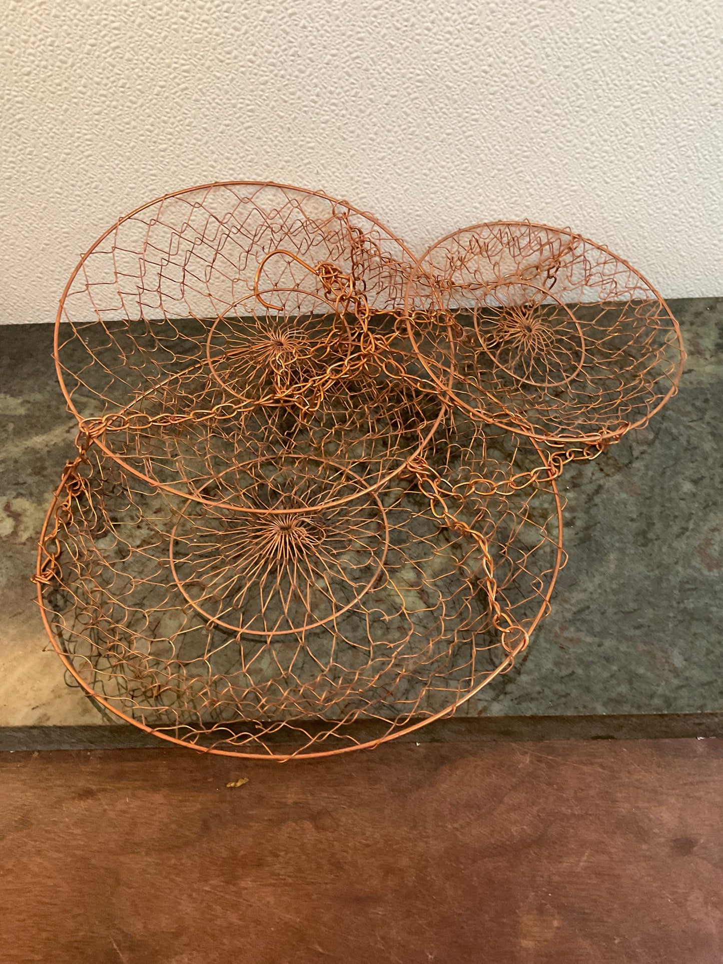 3-Tier Copper Finish Wire Basket