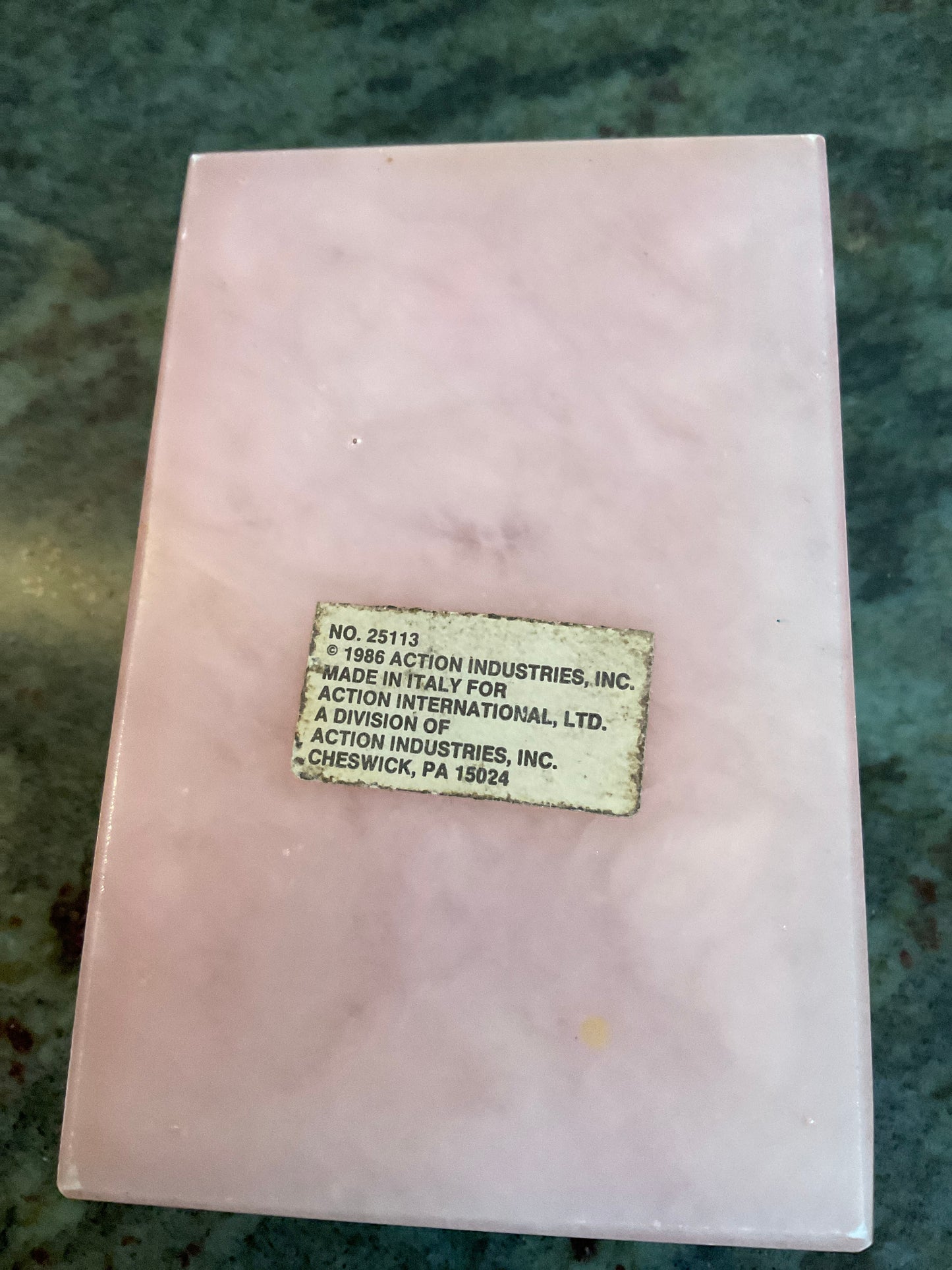 Italian Pink Alabaster Pansy Trinket Box
