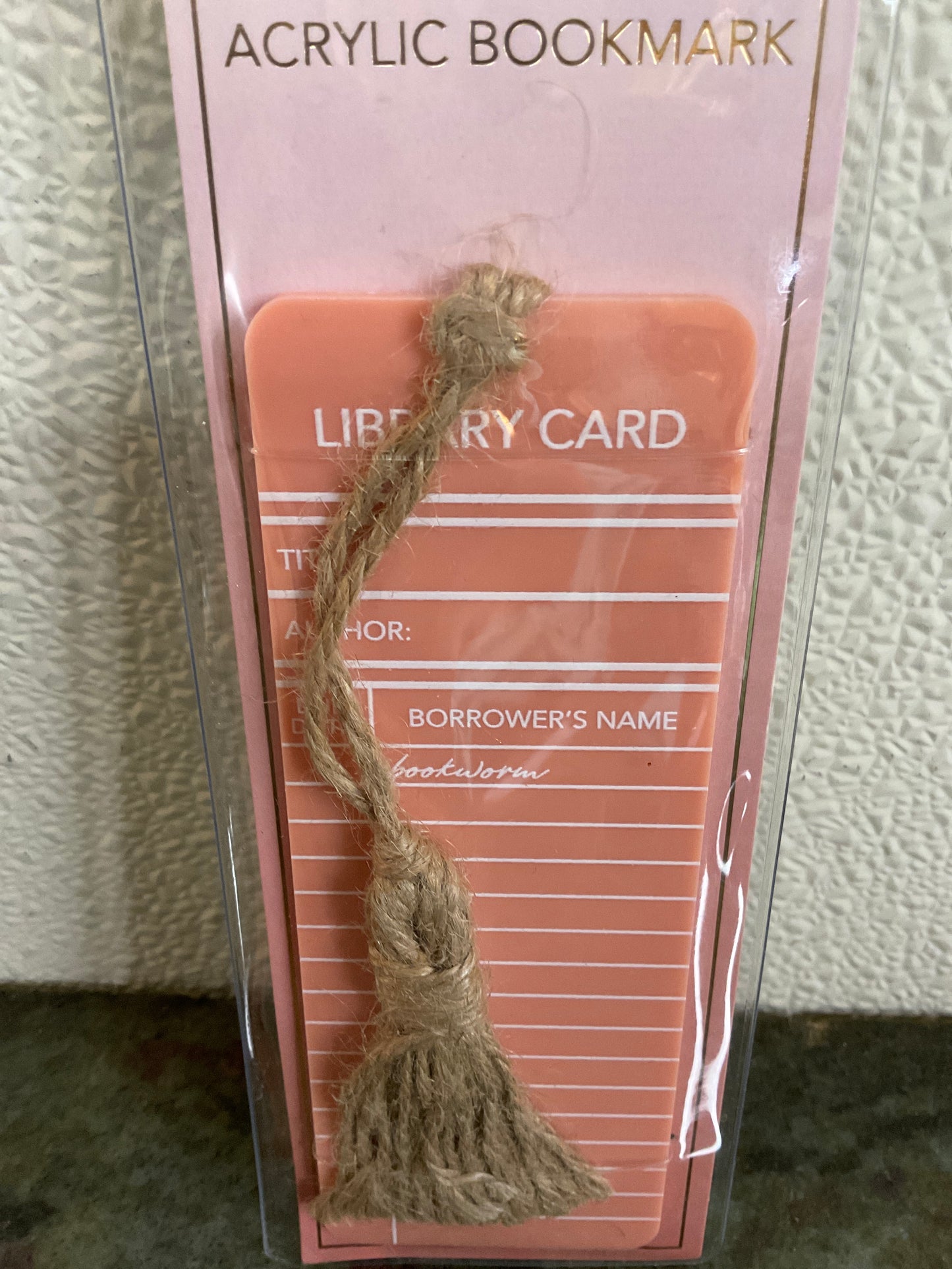 Peach Library Card Acrylic Bookmark