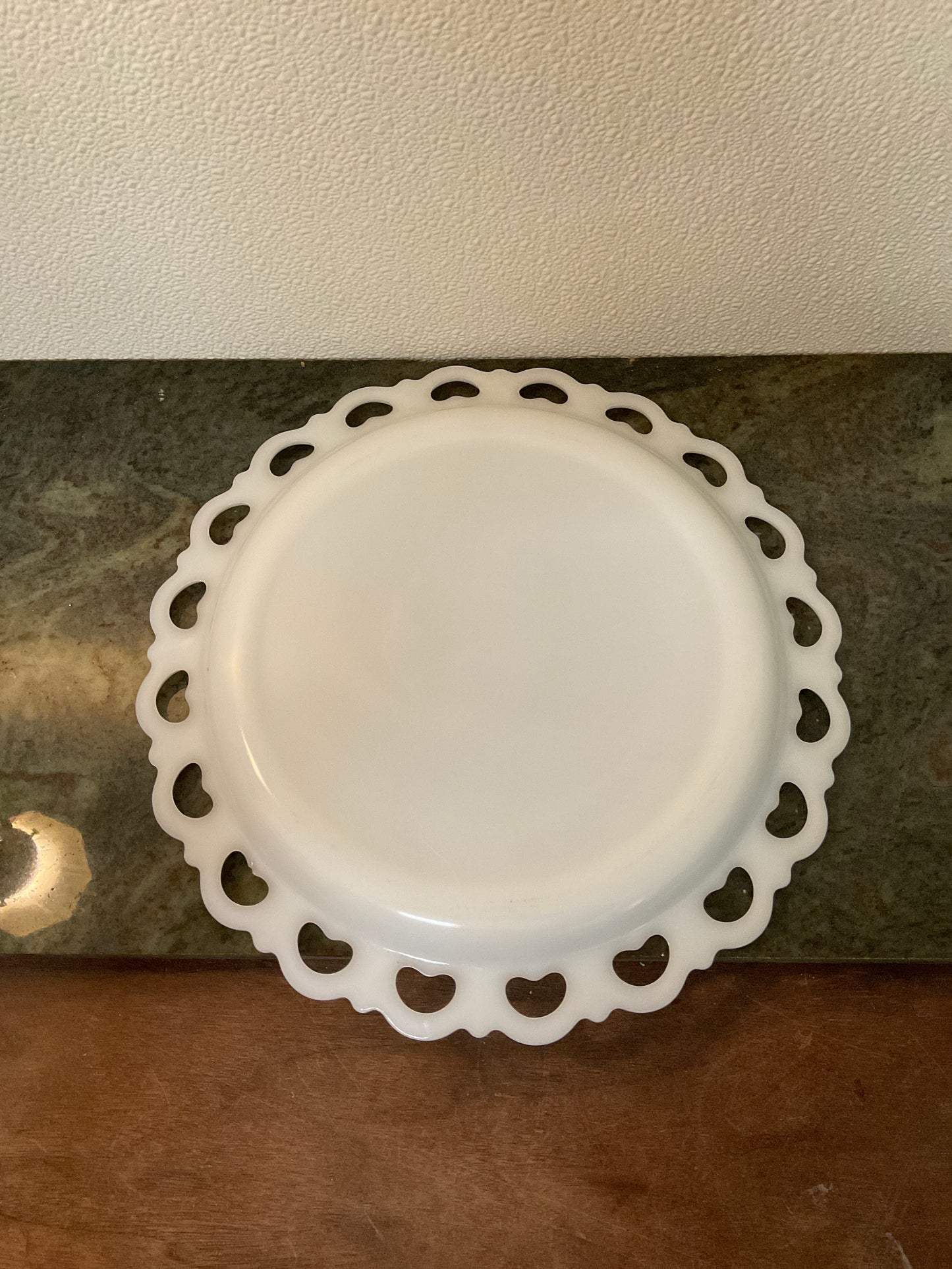 Vintage Anchor Hocking Milk Glass Lace Edge Plate