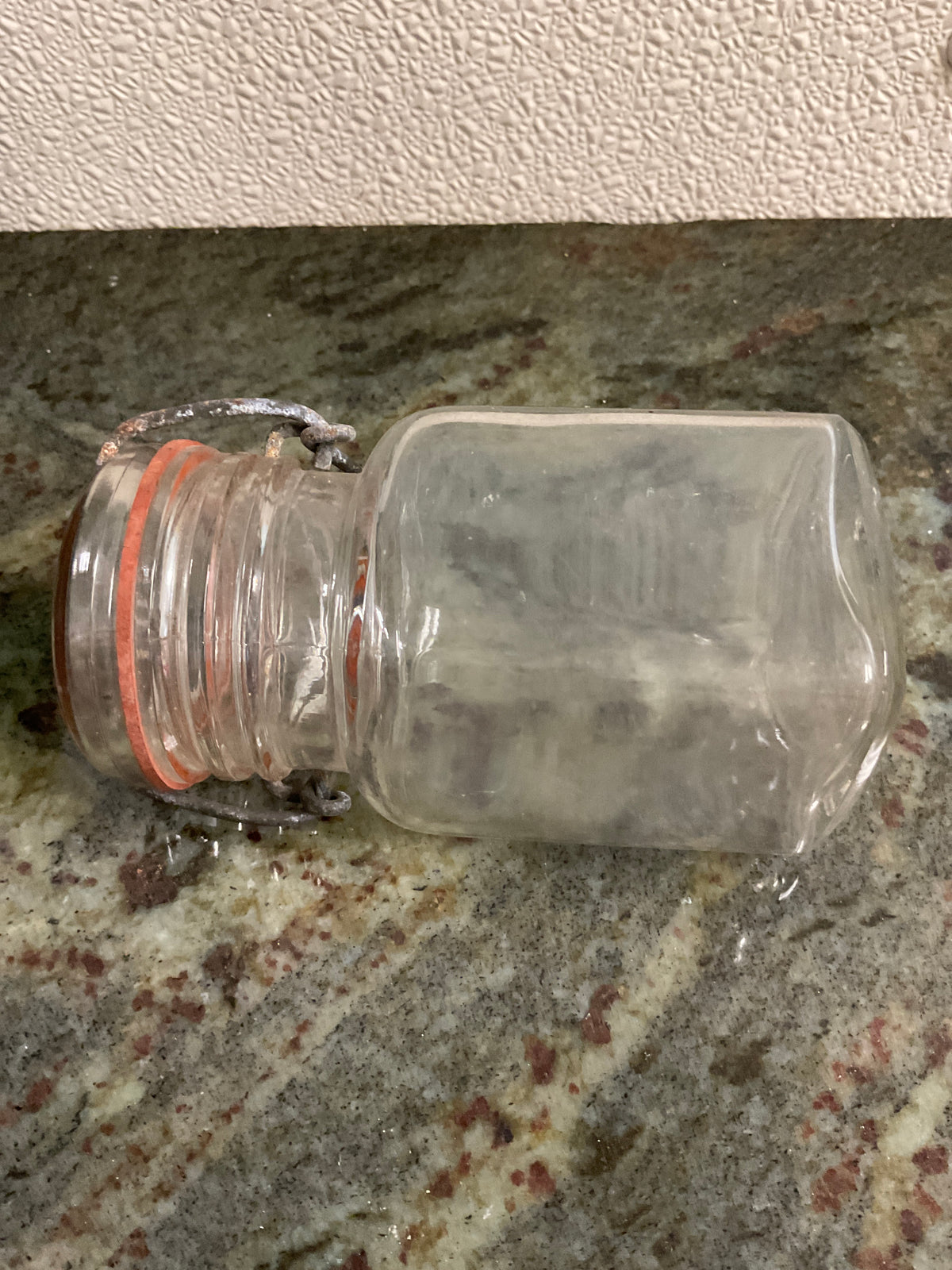Vintage Small Square Clear Glass Jar
