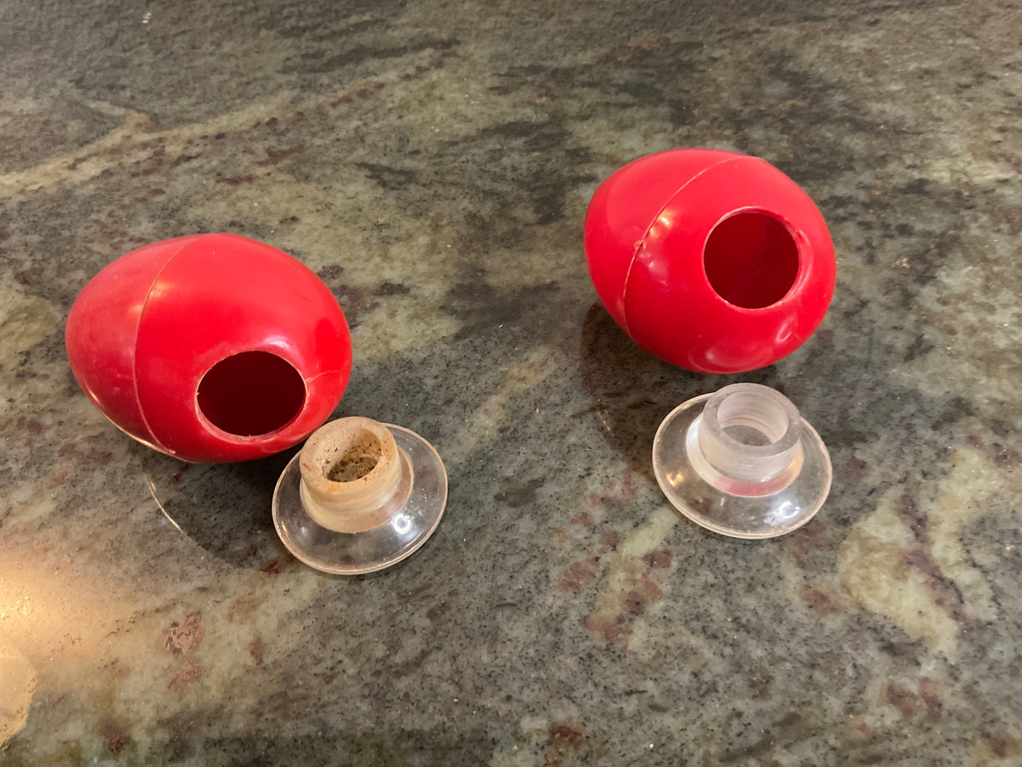 Salt & Pepper MCM Red Plastic Egg Shaped