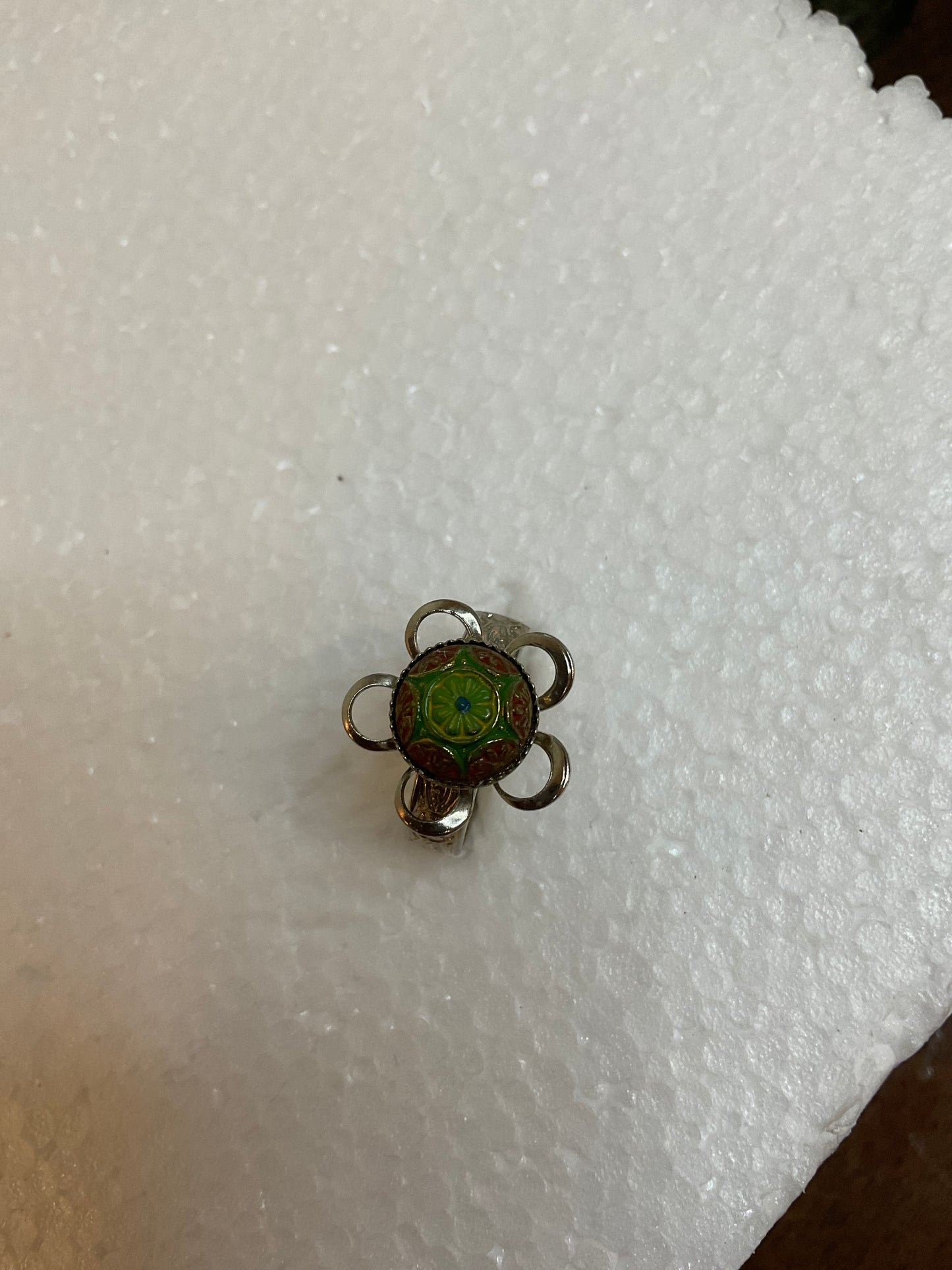 Vintage Painted Gemstone Ring