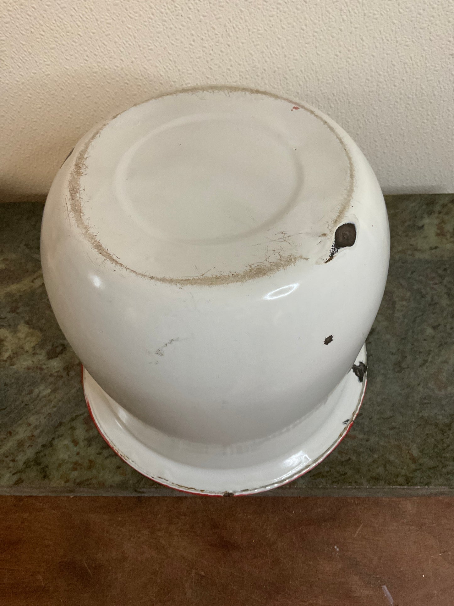 Vintage Red & White Enamel Pail