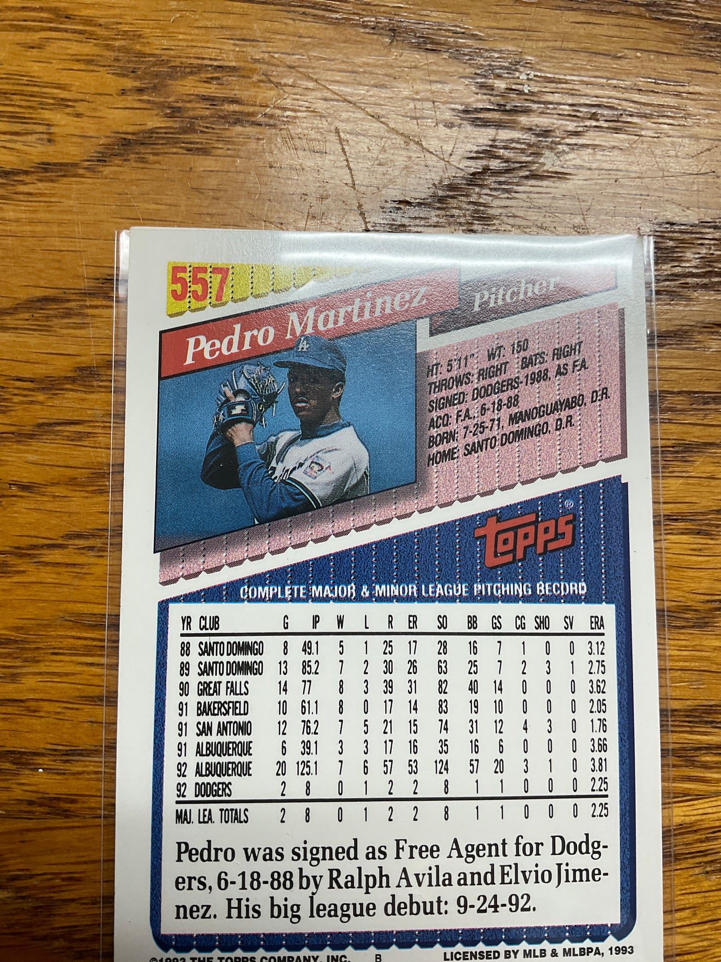 Baseball Card Pedro Martinez
