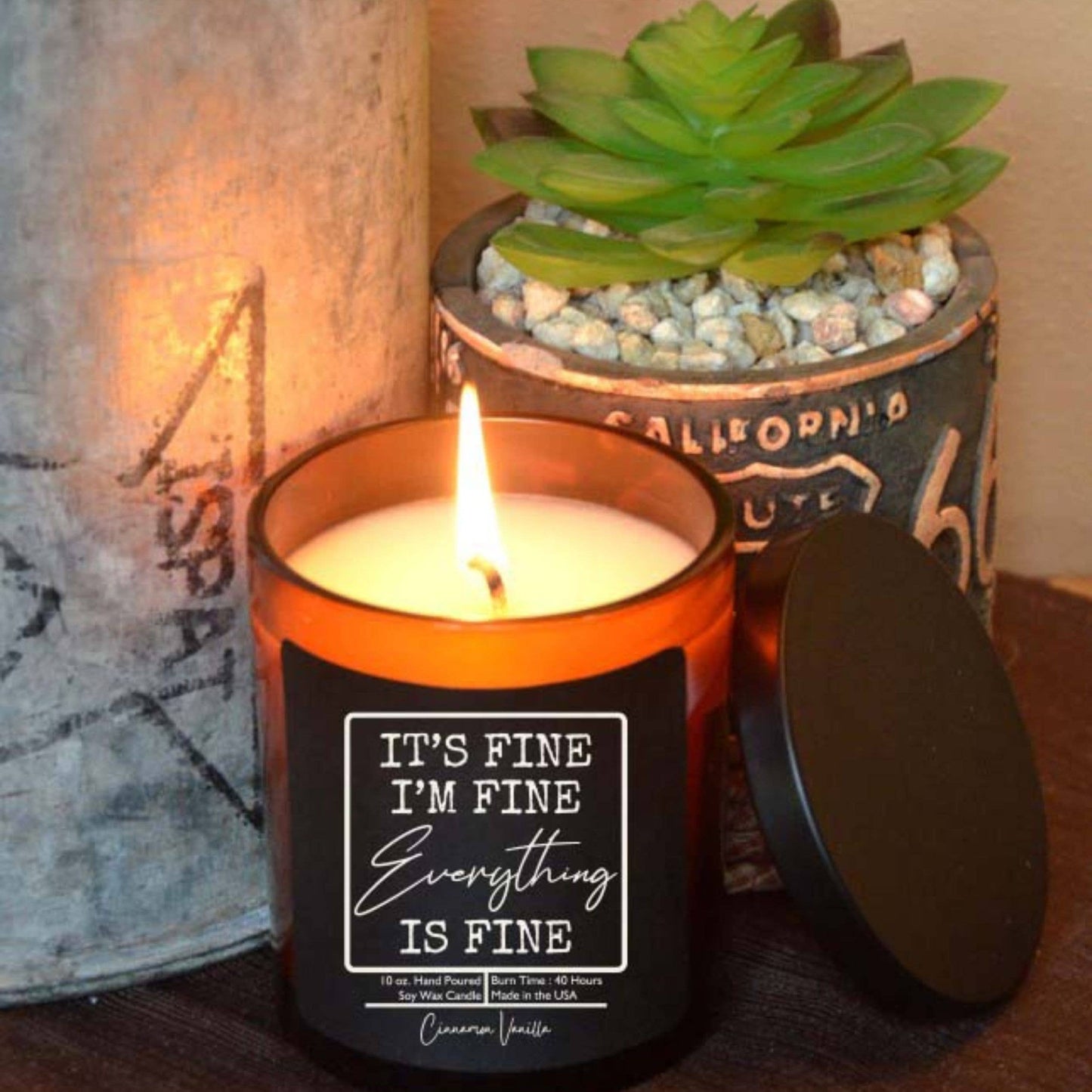 It's Fine I'm Fine Funny Gift Candle - Soy Wax Candles: Vanilla Bean