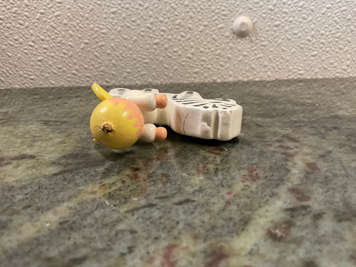 Vintage Hand-Painted Angel/Zebra Ornament