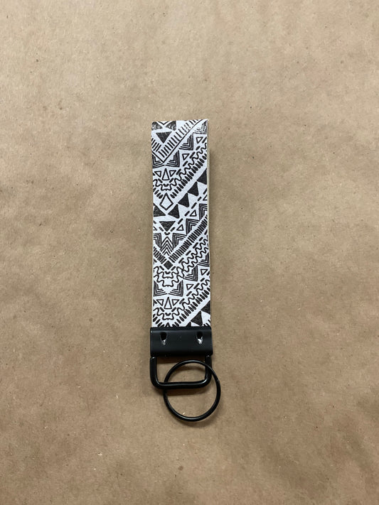 Faux Leather Western Print Wrist Keychain