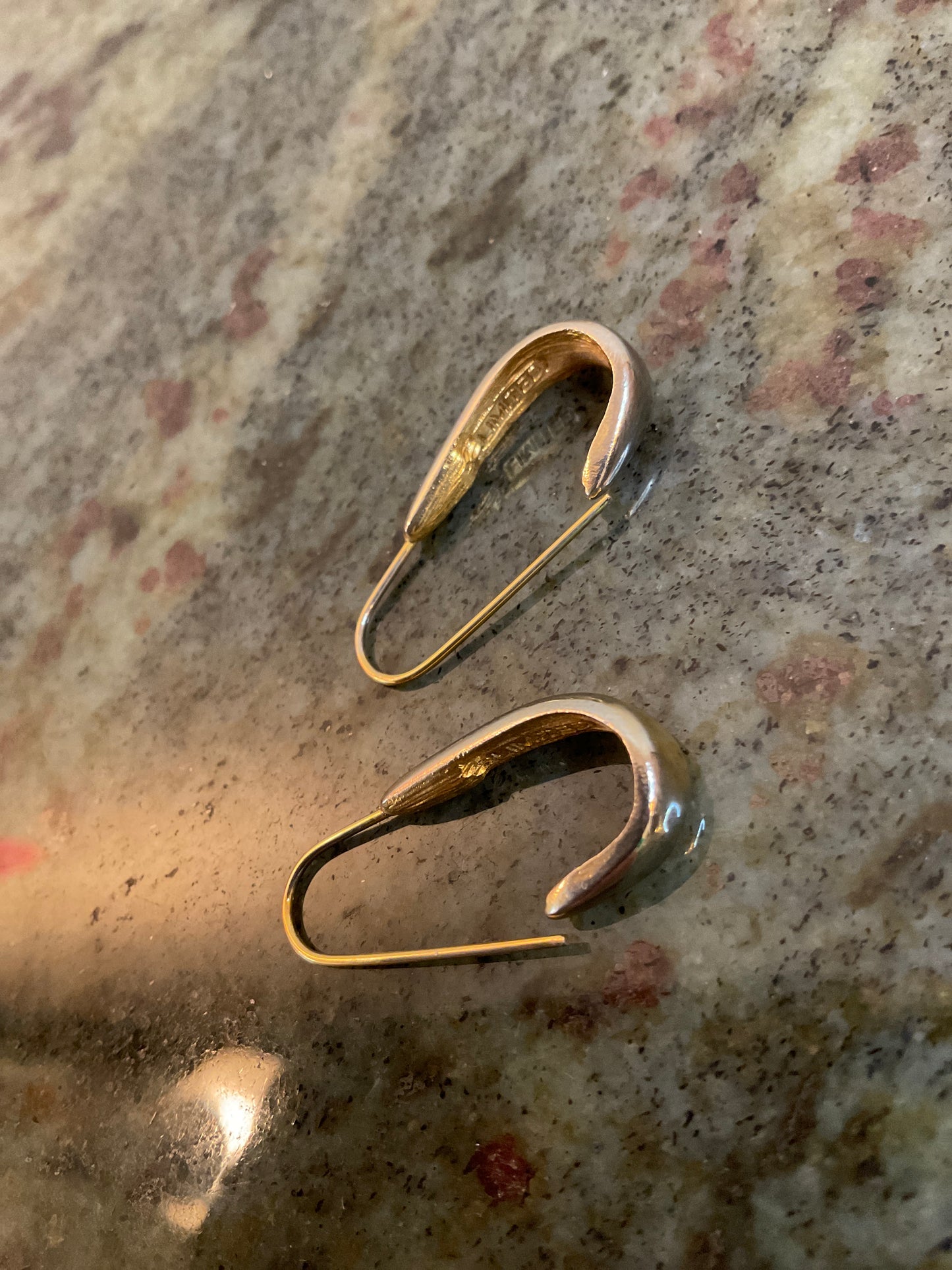 Gold Toned Drop Hoop Earrings