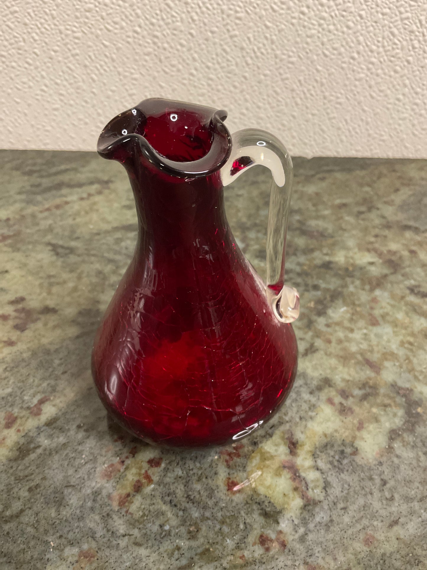 Ruby Red Crackle Mini Pitcher