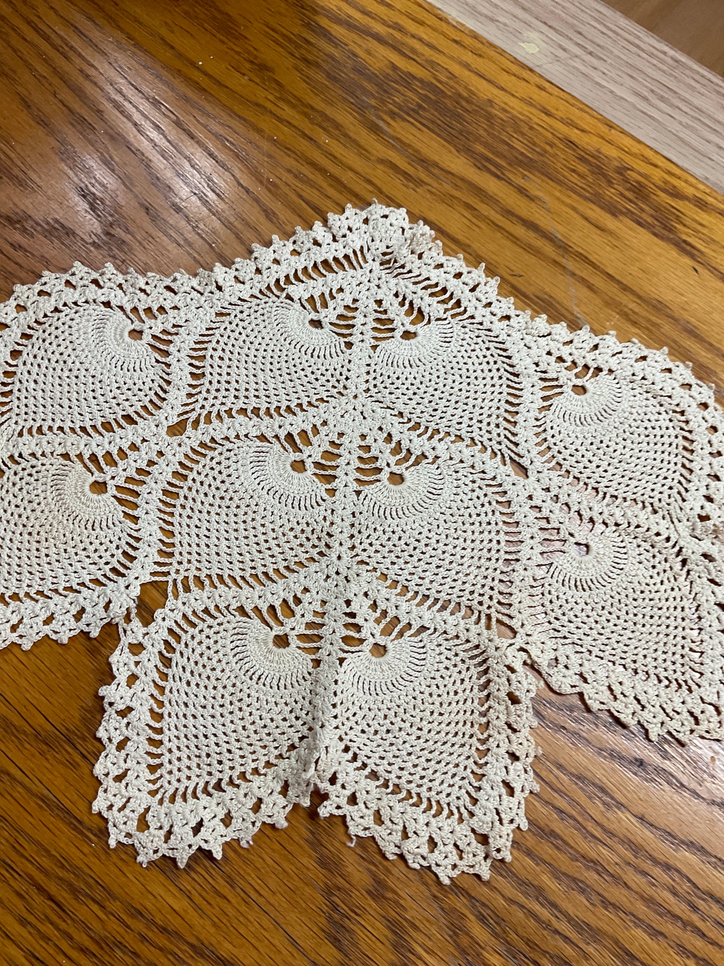 Fan motif Doily 12” X 11”