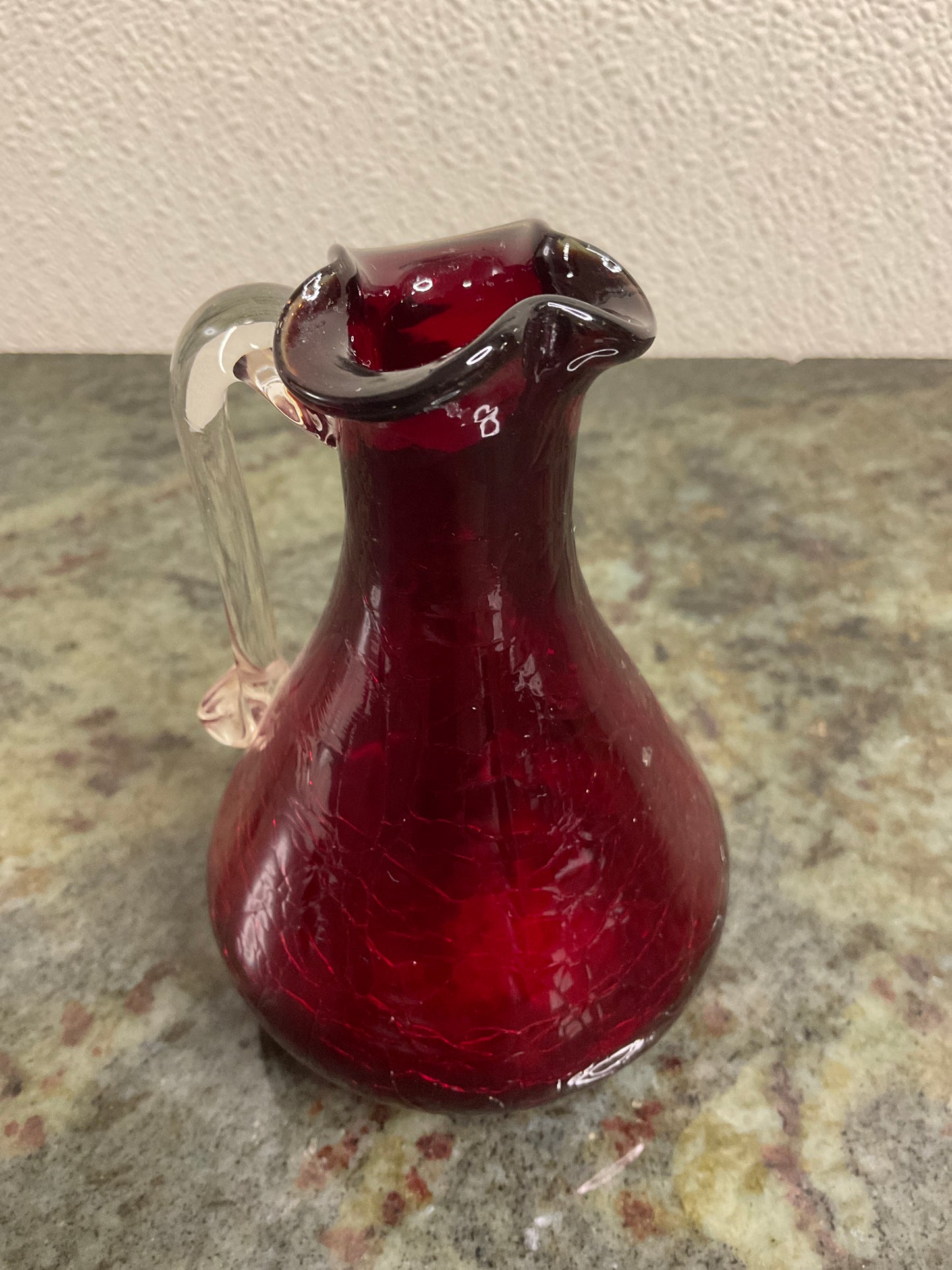 Ruby Red Crackle Mini Pitcher