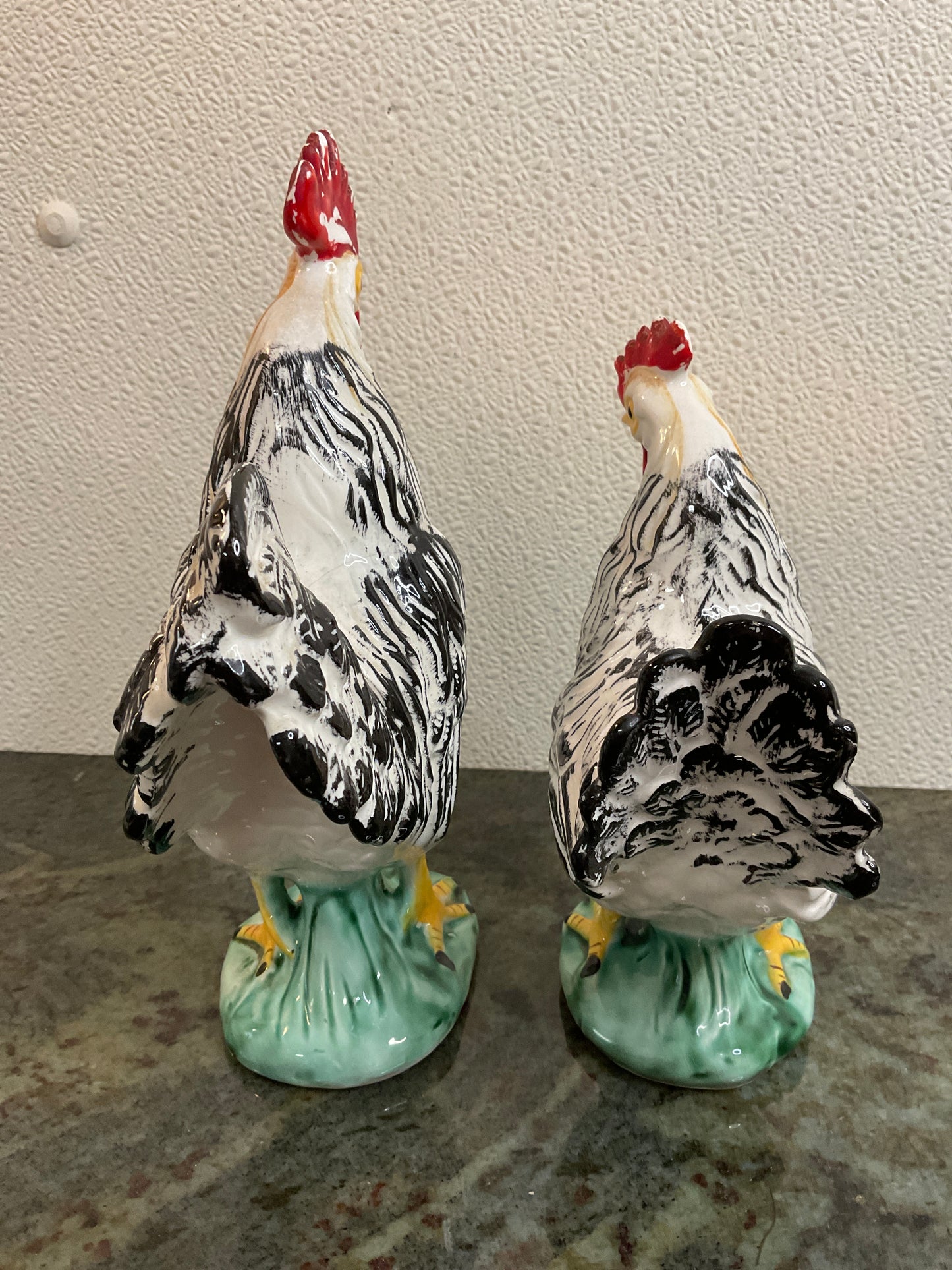 2pc Lefton Roosters with labels