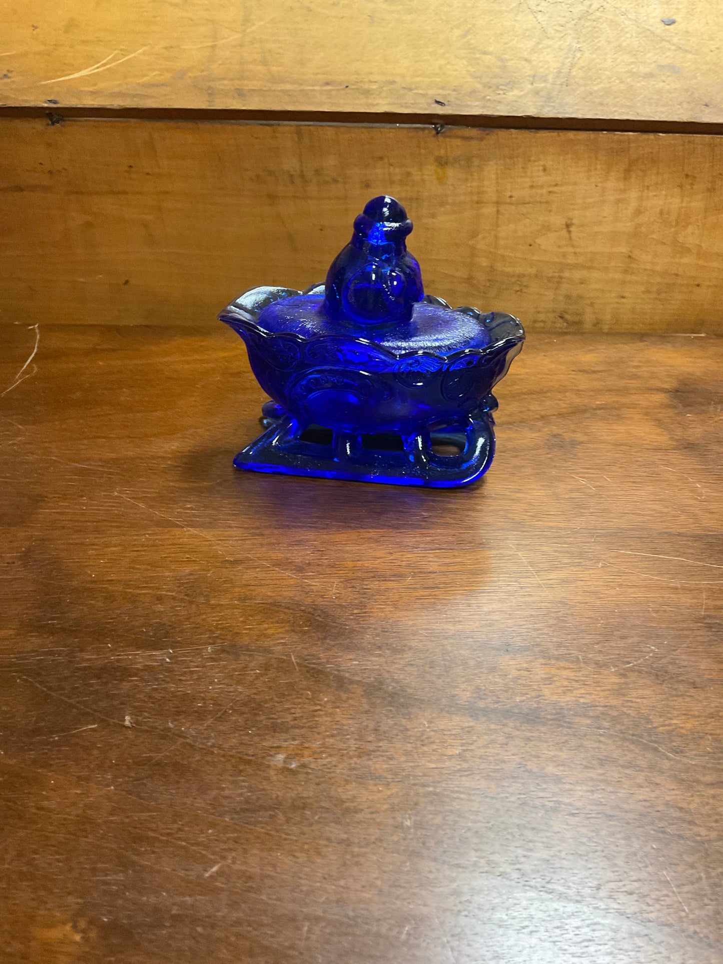 Vintage Blue Glass Santa