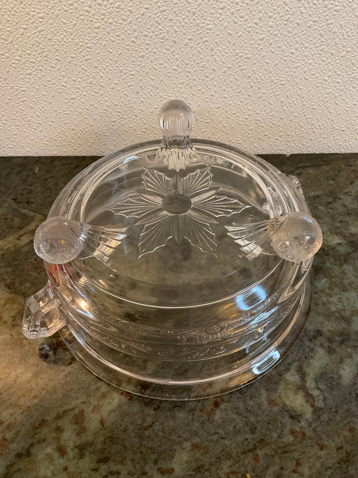 Vintage Pressed Glass Footed Bowl