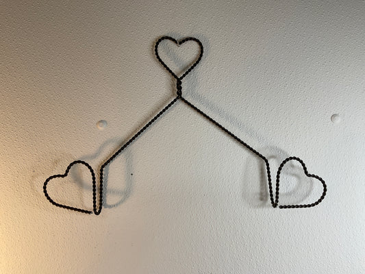 Coiled Wire Wall Hanger with Three Hearts