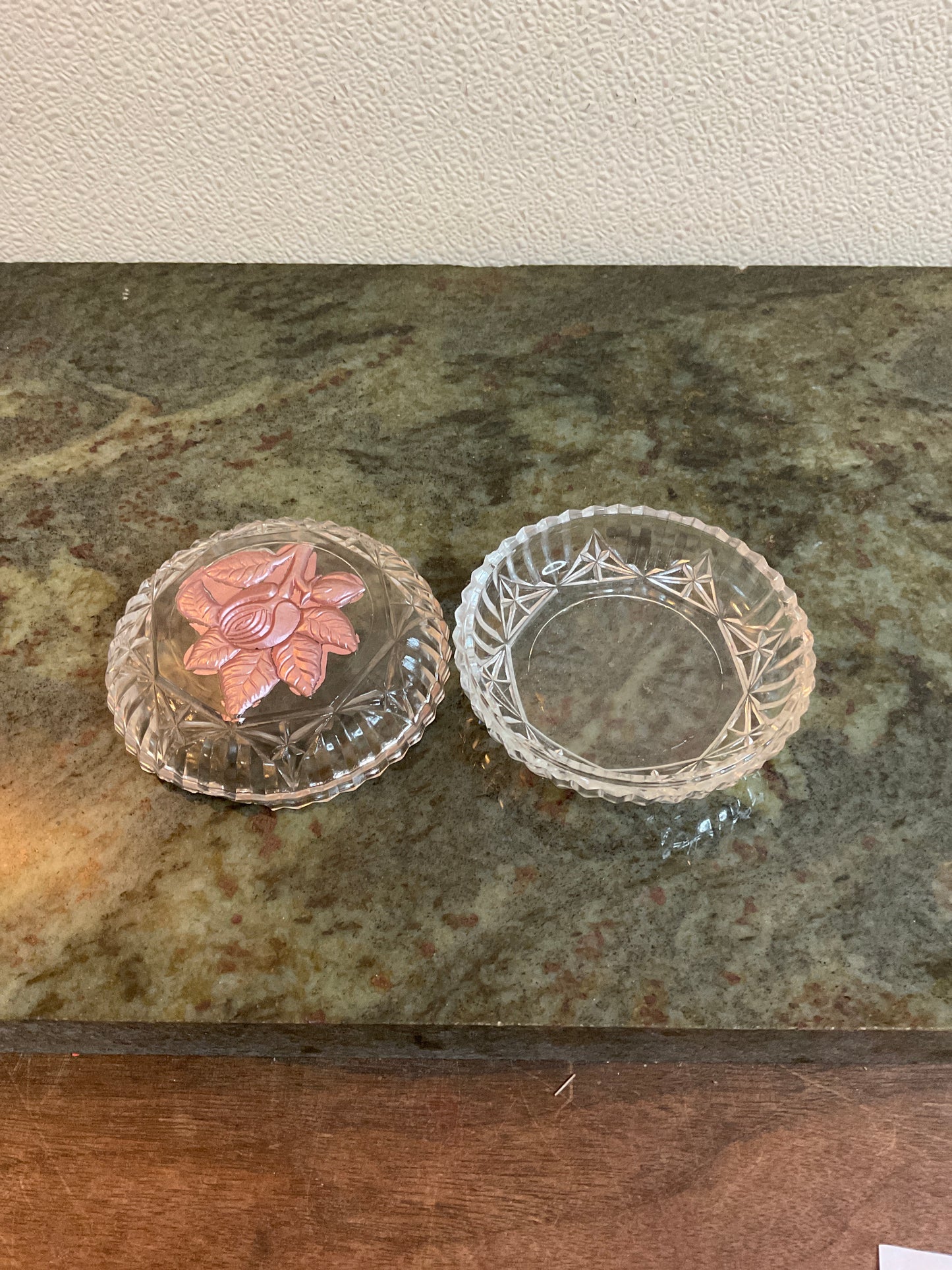 Vintage Glass Vanity Powder Trinket Box