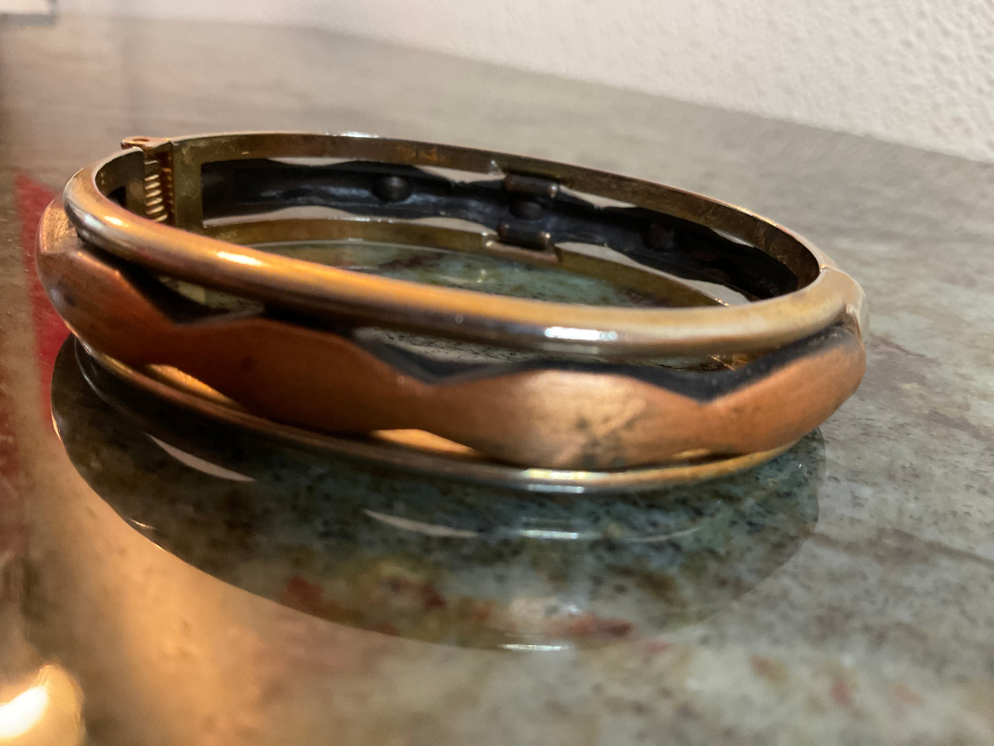 Vintage Copper Waved Gold Tone Bracelet